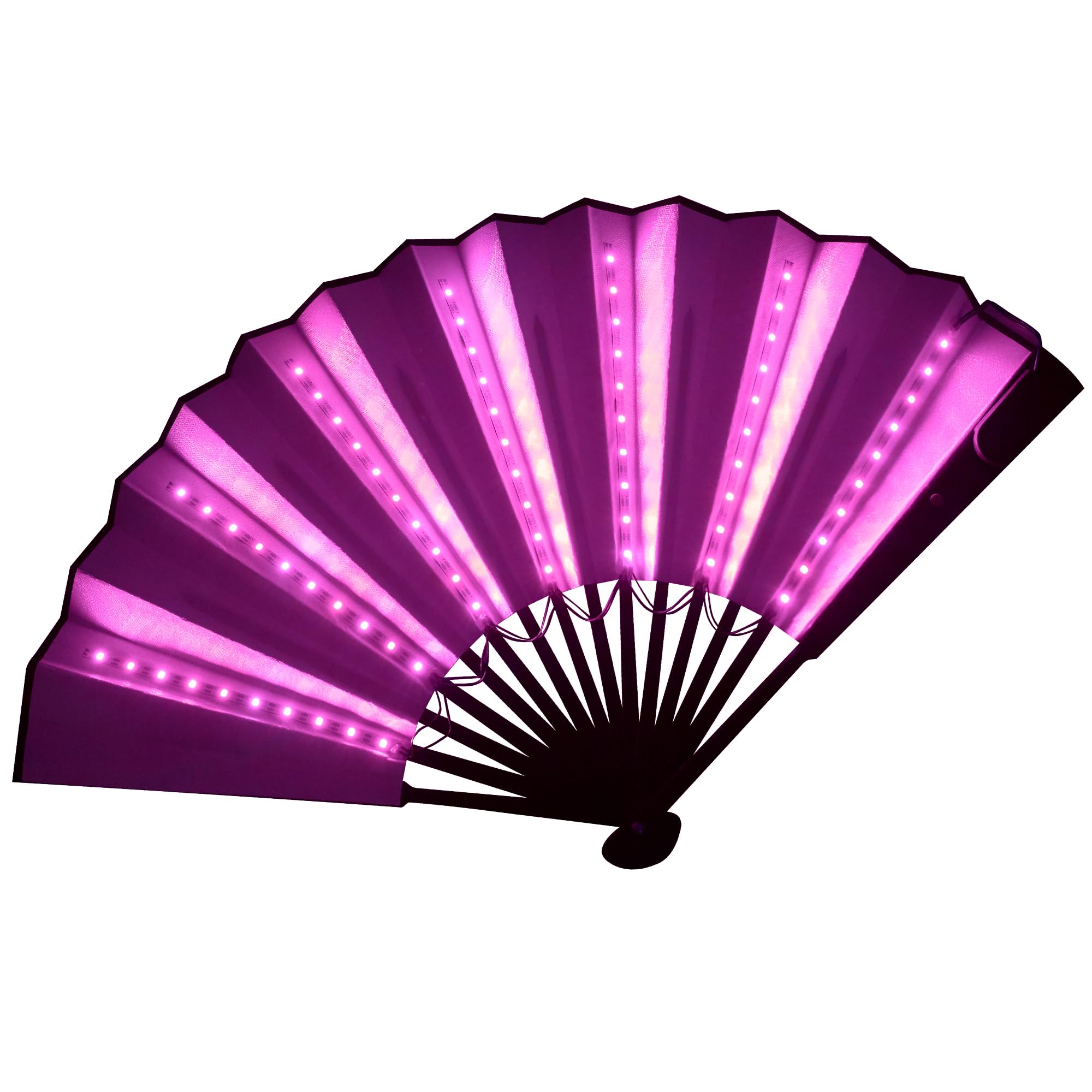 Abanico Plegable LED: El complemento perfecto para fiestas, festivales, discotecas y conciertos de música (Rosa)