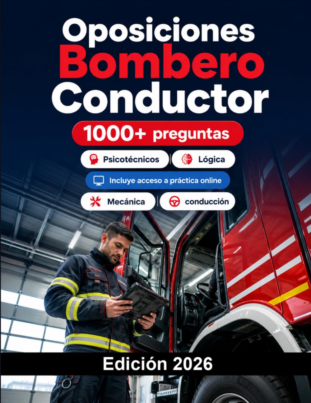 Oposiciones Bombero Conductor 2026: Mecánica, conducción, seguridad vial, intervención, legislación, psicotécnicos, pruebas físicas y test