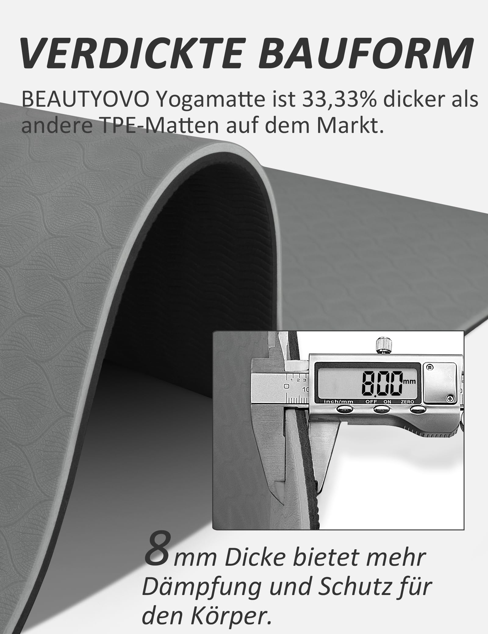 Tapis de yoga antidérapant, tapis de yoga de 6|8mm d'épaisseur, tapis de sport pro Tapis de fitness antidérapant, TPE|PVC Tapis de gymnastique pour la maison et l'extérieur, tapis de musculation