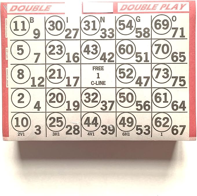 1 on Double Action Double Play Bingo Paper Game Cards- Pack of 500
