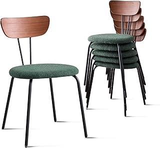 Stackable Dining Chair Set of 6, Small Modern Kitchen Chair with Solid W...
