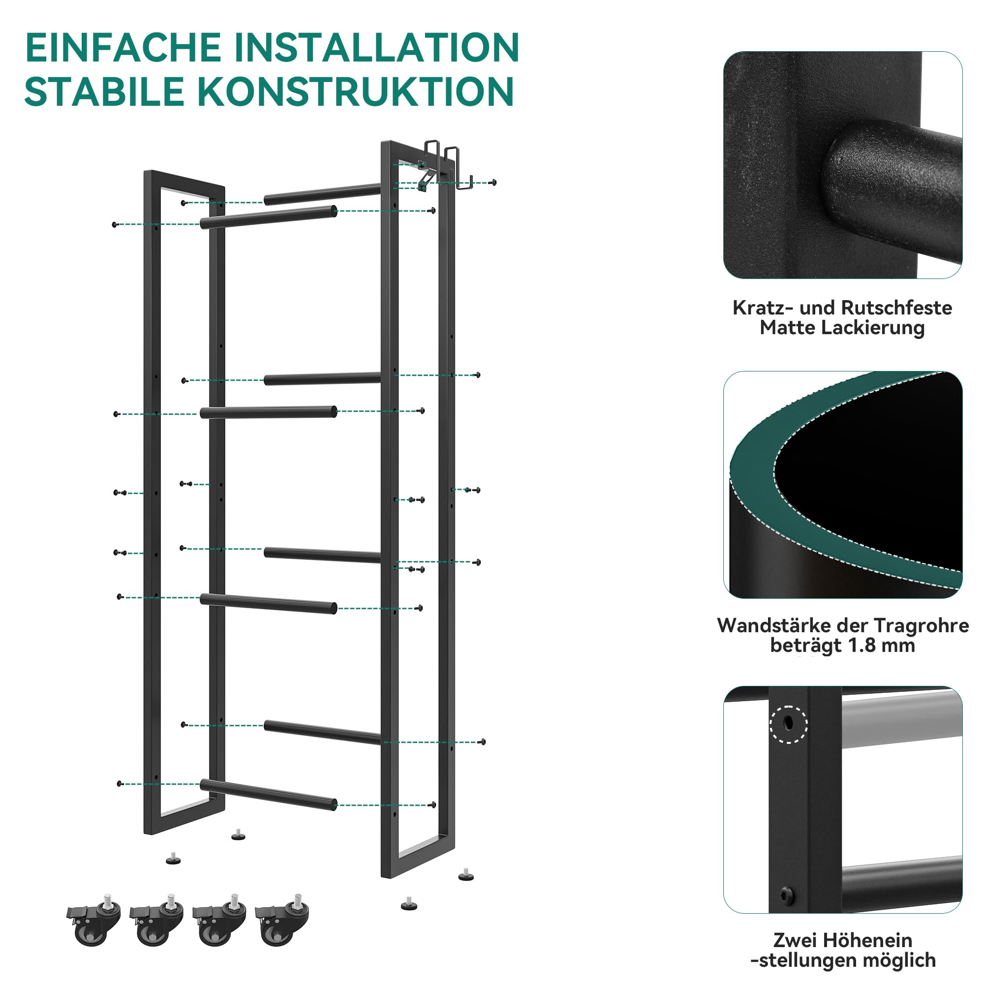 YITAHOME getränkekistenregal schmal mit rollen 4 kisten, verstellbaren füße, Öffner, Metall Kistenregal mit 4 Ebenen für Bier, Obst, Gemüse, Wasser, getränkeregal kisten regal
