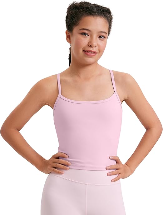 CRZ YOGA Girl Butterluxe Double Lined Sleeveless Tank Tops - Camisole Spaghetti Y Back for Teen Kid Sports Dance