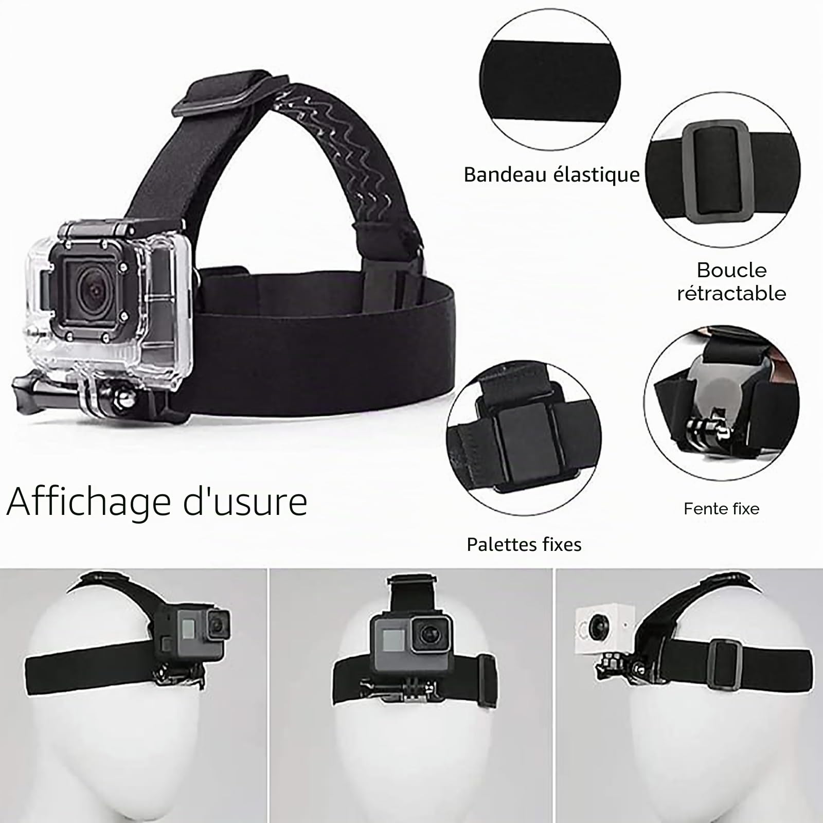 TEKCAM Harnais Poitrine Fixation Bandeau Compatible avec GoPro Hero 13/12/11/10/9/8/ AKASO V50X Brave 7/ GOOKAM/Jadfezy/Dragon Touch/Apexcam/WOLFANG Caméra d'action Accessoires