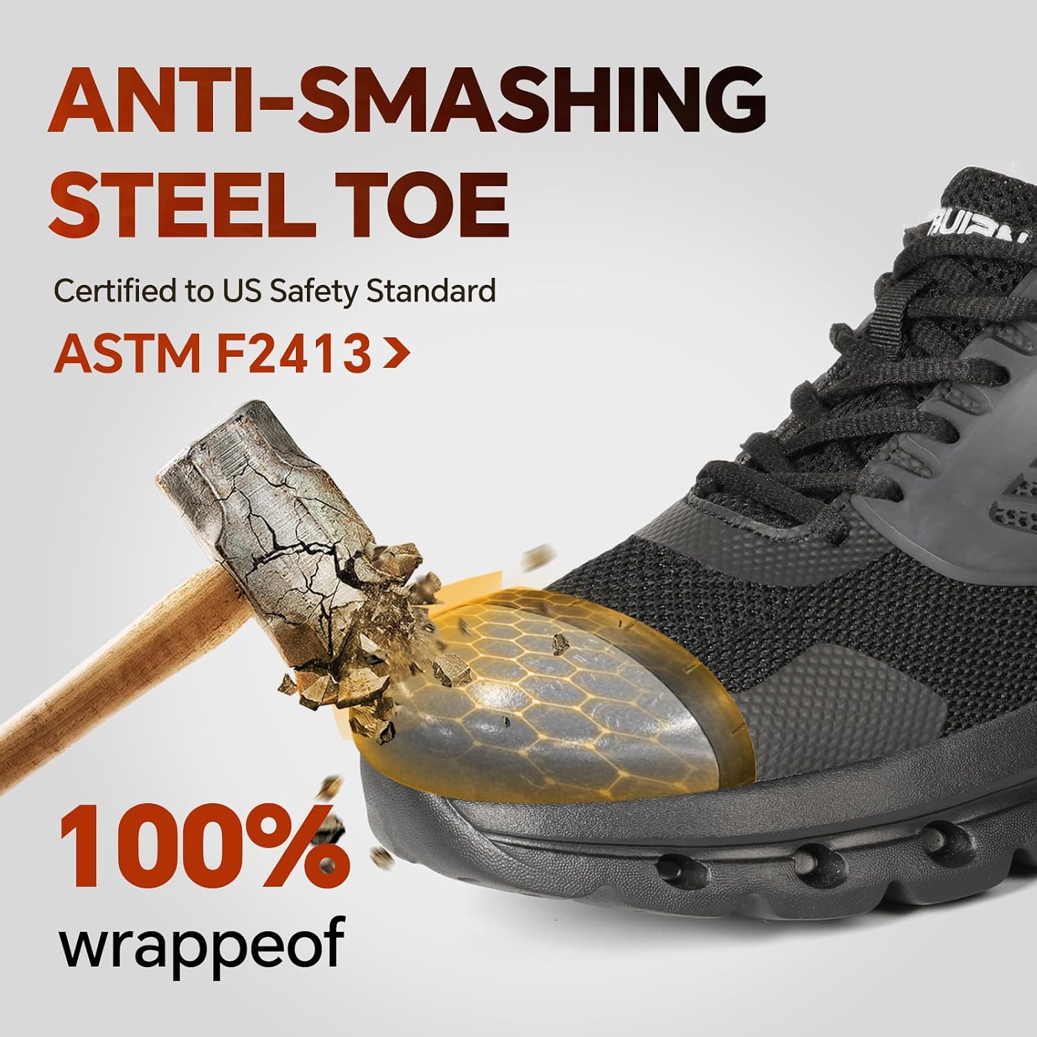 Furuian Steel Toe Shoes for Women Safety Sneakers Lightweight Work Shoes