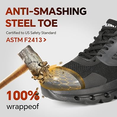 Furuian Steel Toe Shoes for Women Safety Sneakers Lightweight Work Shoes