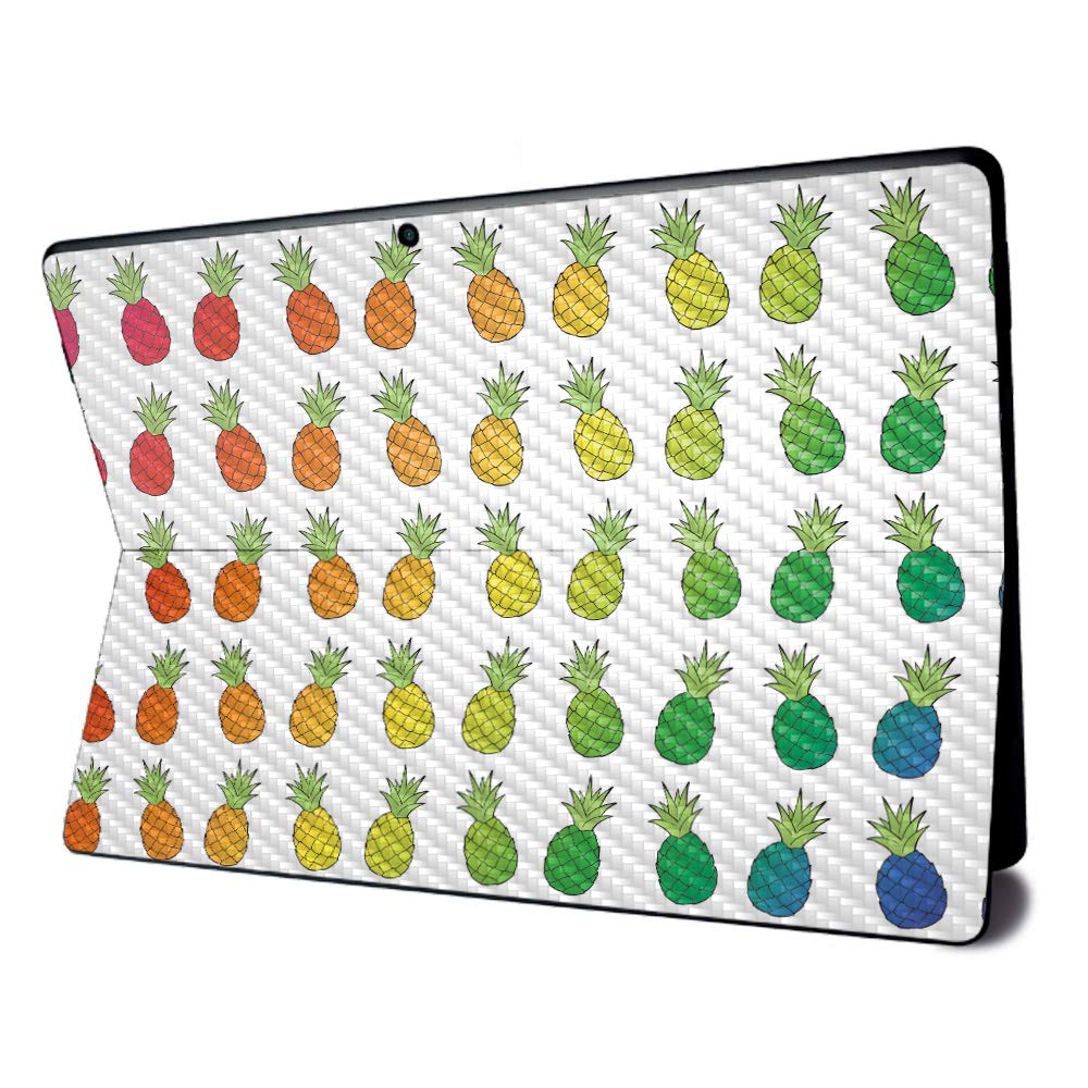 MightySkins Carbon Fiber Skin for Microsoft Surface Pro X - Rainbow Pineapples | Textured Carbon Fiber Finish | Easy to Apply, Remove, and Change Styles | Made in The USA