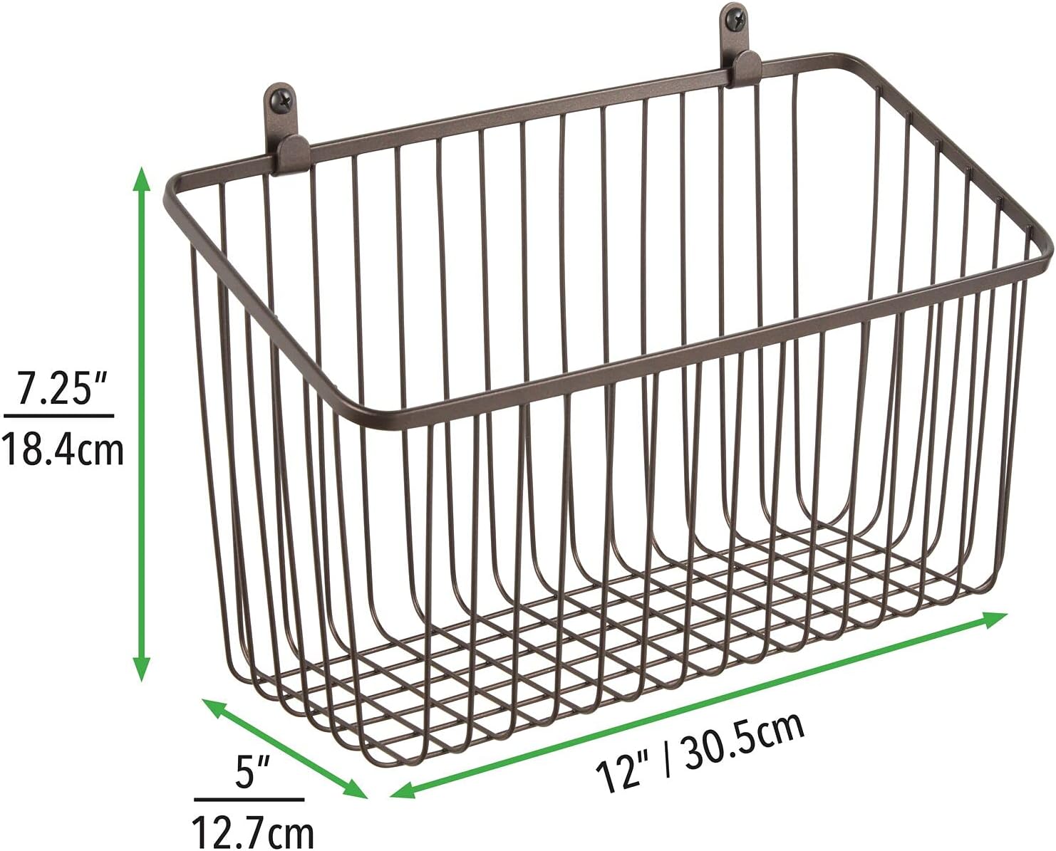mDesign Hanging Storage Basket Small WallMounted Metal Wire Basket