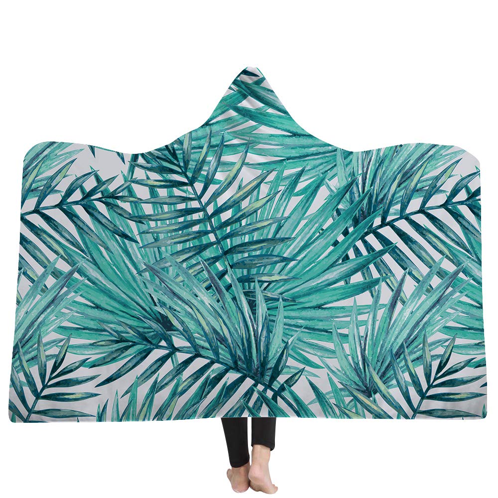 Couverture à capuche tropicale 130x150cm en peluche douce pour canapé