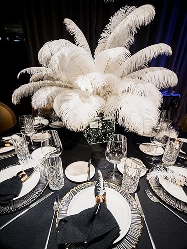 Miniatura 7 de Plumas de avestruz grandes blancas a granel 20 plumas de avestruz de 16-18 pulgadas a granel, plumas grandes para centros de mesa, jarrón, arreglo