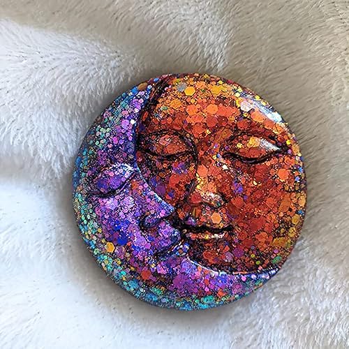 Miniatura 6 de Hedume Paquete de 3 moldes de jabón de silicona Sun & Moon, 4 moldes de jabón de cara de sol y luna, molde de jabón de silicona con cara de luna