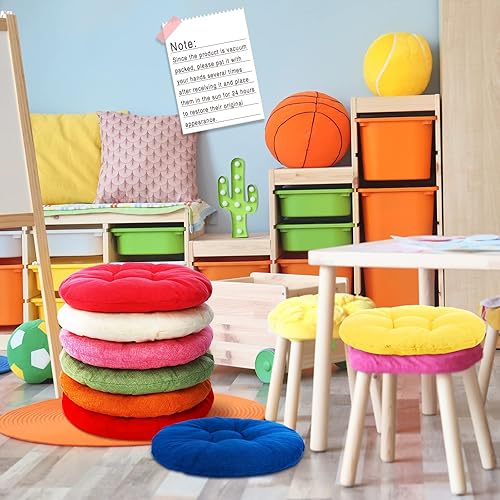 Miniatura 7 de Cojines redondos de piso de 15 pulgadas para niños y niños pequeños, asiento flexible para muebles de aula, almohada de piso de 3.5 pulgadas de