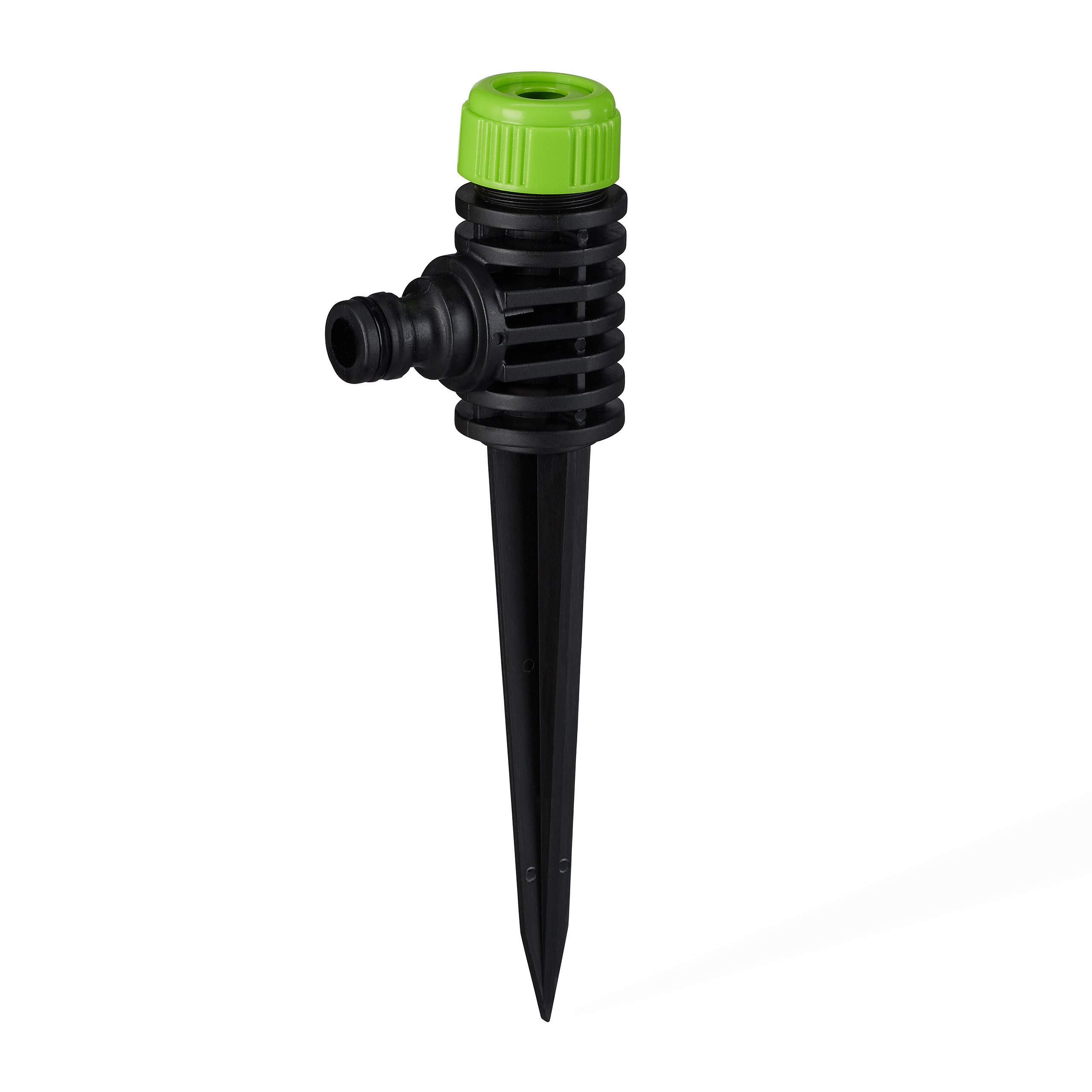 Relaxdays Irrigatore da Giardino, Attacco da 1/​2, con Picchetto per Il Fissaggio, per Superfici Fino a 30 m², Verde-​Nero
