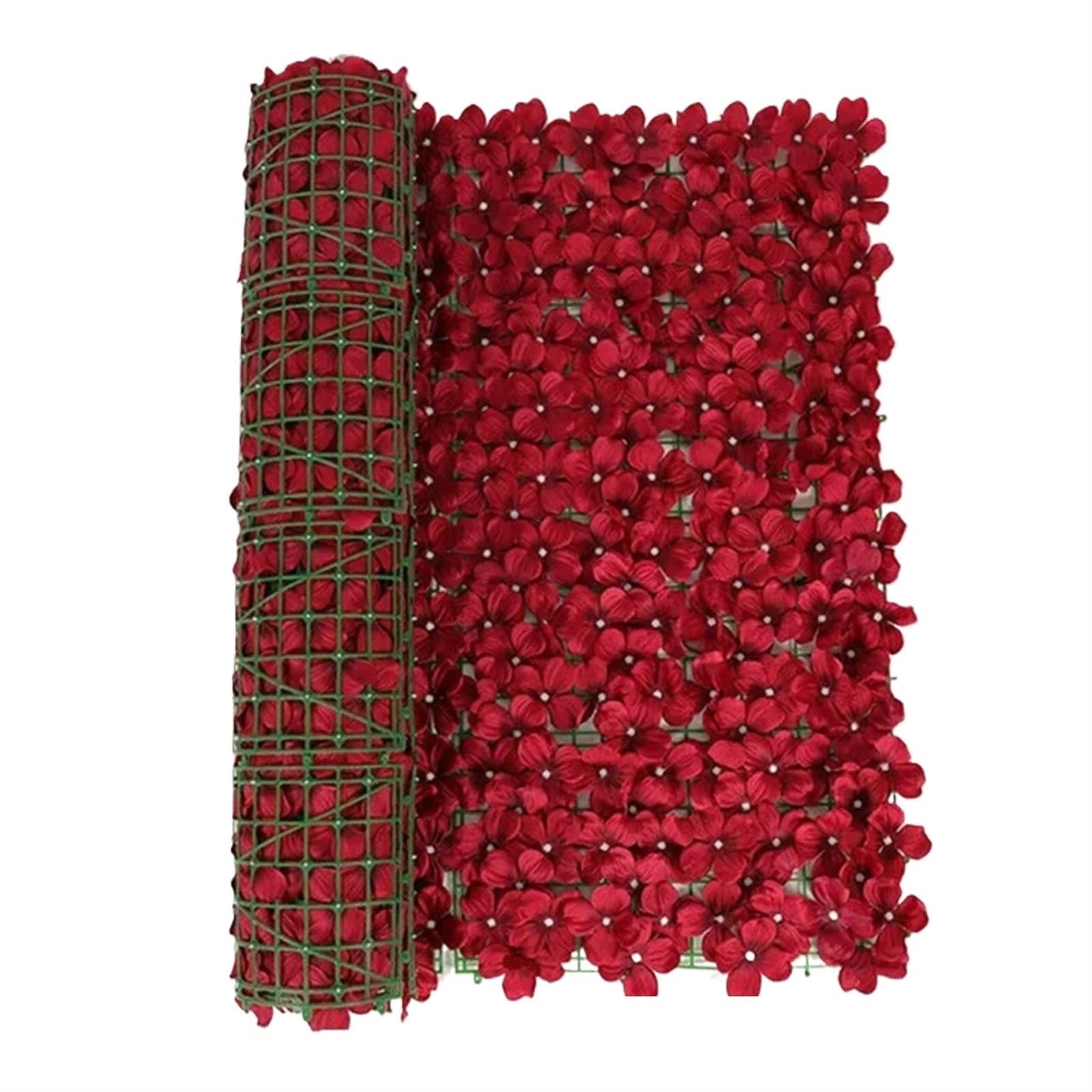 Sztuczne liście żywopłotu w rolce, Sztuczny płot z liści wiśni 50x100 cm, wielokolorowy, do ogrodu, balkonu(Red)