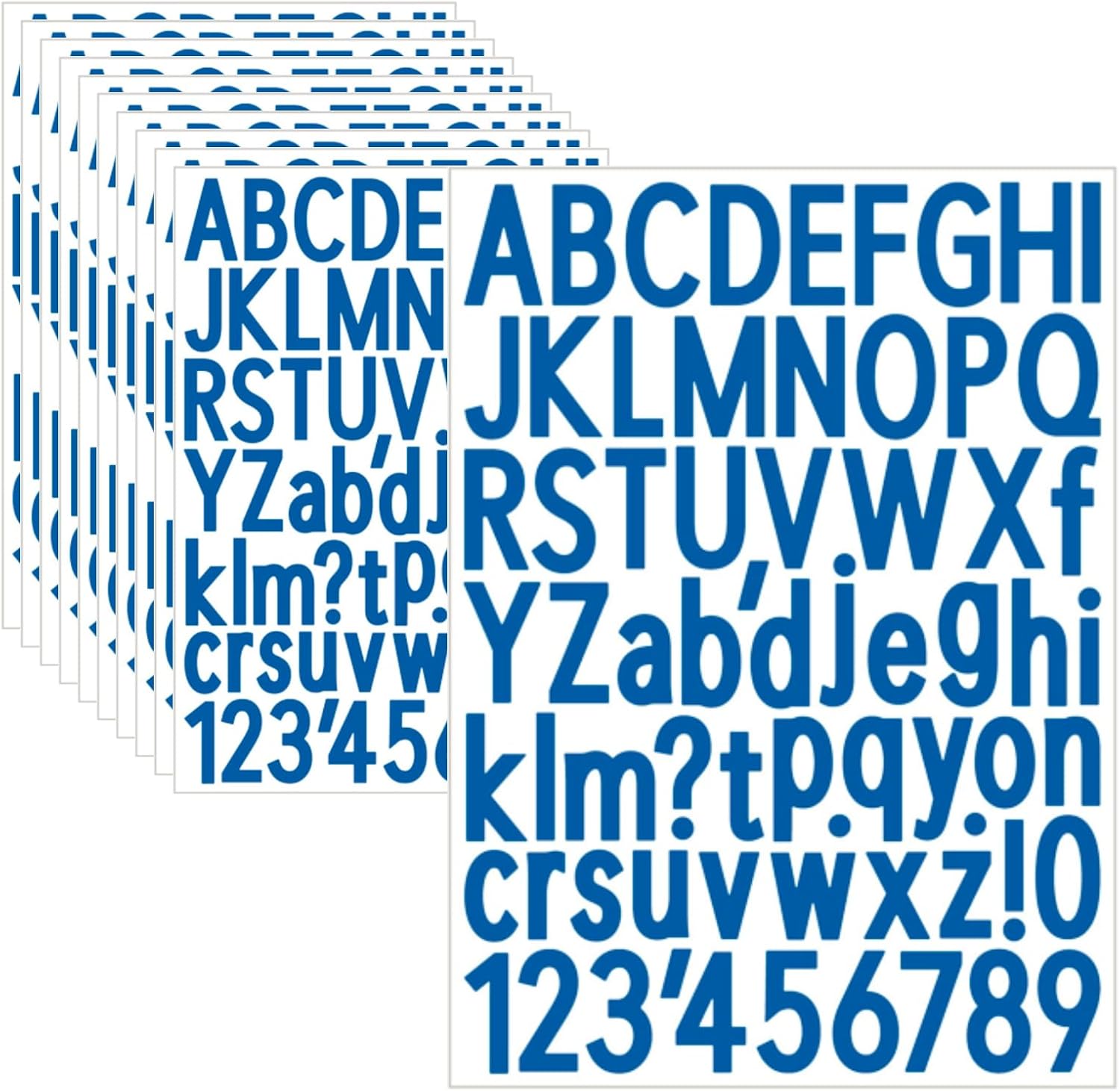 10 Sheets Letter Stickers, Alphabet & Number Stickers, 1.5 inch Vinyl Self-Adhesive, Mailbox Numbers, Cup Labels, Holiday Party Decoration(Blue, 1.5 inch)