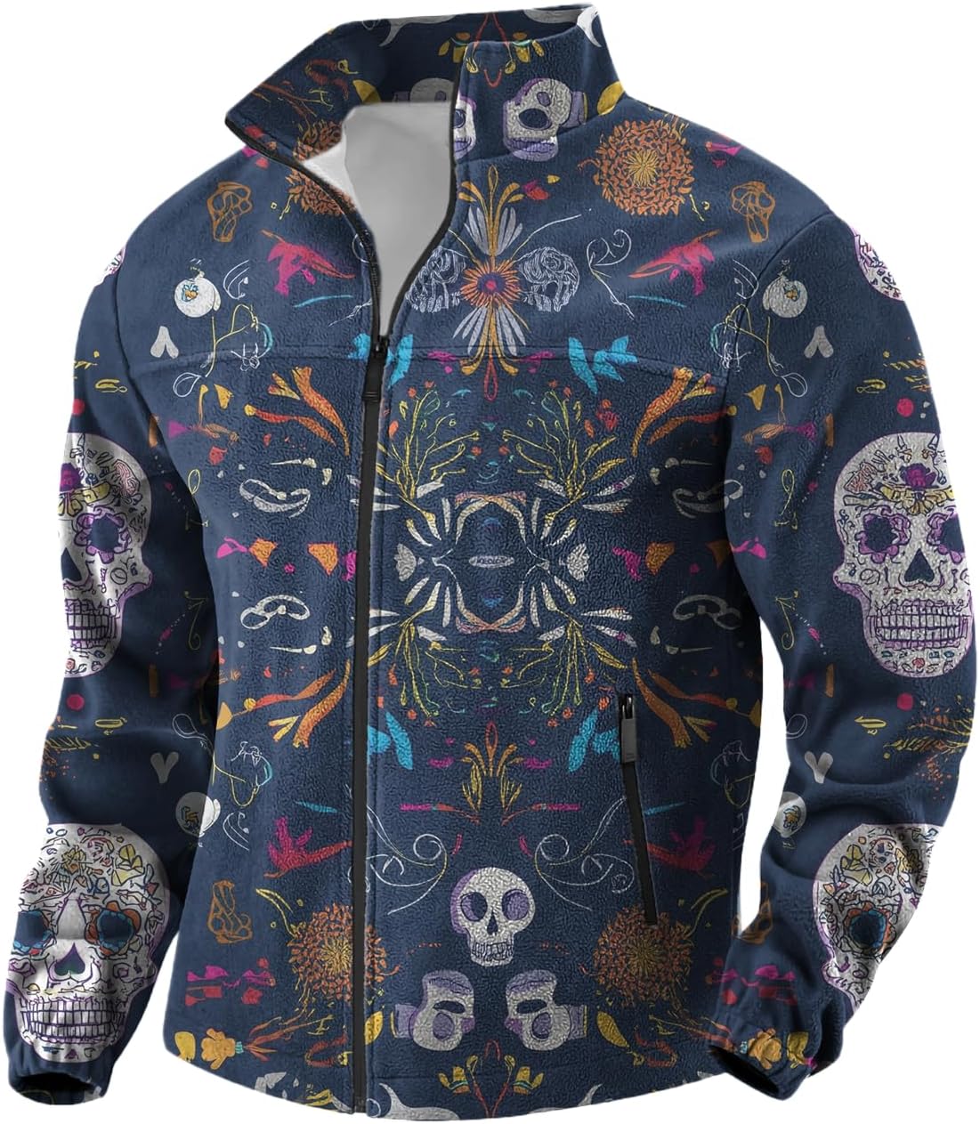 domirica Full-Zip Retro Novelty Print Sweatshirt Mens Big and Tall Cool Camping Outdoor Activities Hoodies