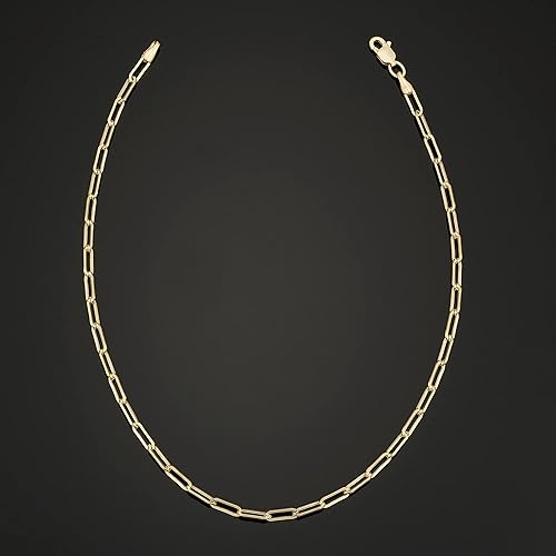 Miniatura 3 de Pulsera de cadena de eslabones de clip de oro amarillo de 14 quilates, blanco o rosa de 0.098 in (7 o 7.5 pulgadas), joyería minimalista para mujer