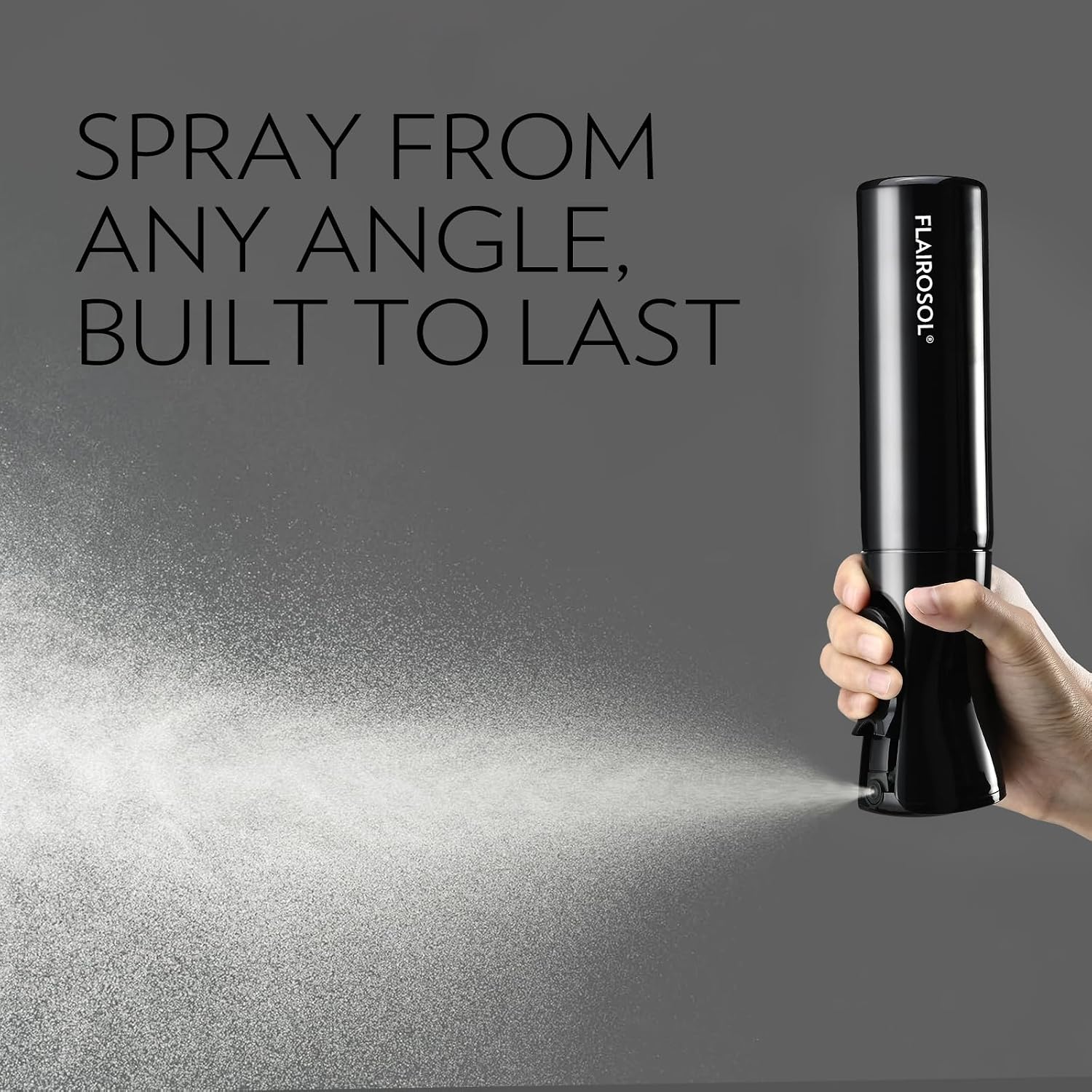 FLAIROSOL - The Original, Continuous Ultra Fine Mist Spray Bottle, White & Black Bottle for Hairstyling