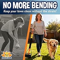 Vista 2 de Recogedor de excrementos irrompible de 32 pulgadas de alto para perros grandes, diseño ligero y plegable con mango extralargo (naranja)