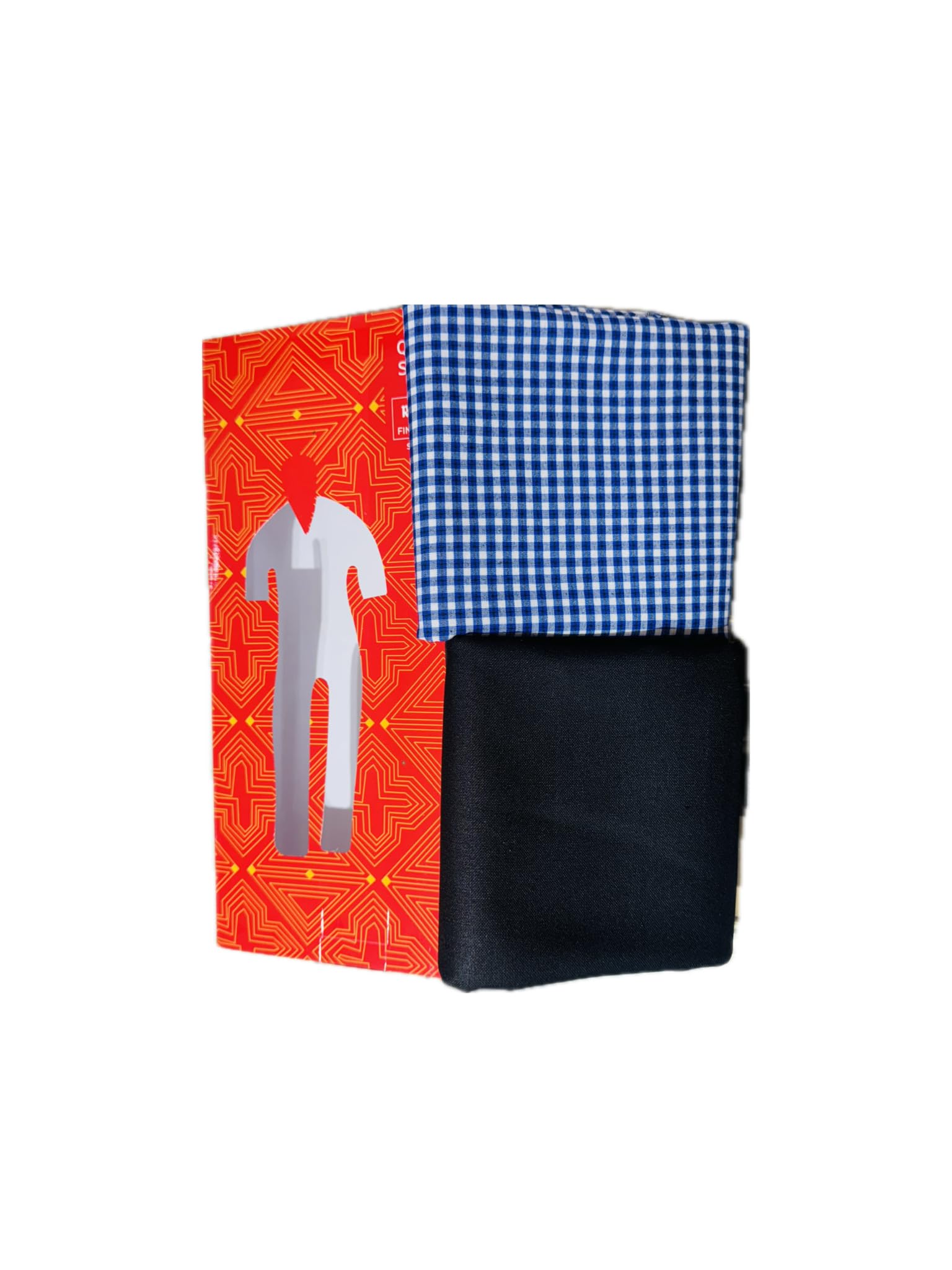 Pant Shirt Solid Combo Box (Black Pant-Blue Check Shirt, Unstitched, Free Size)-image-12