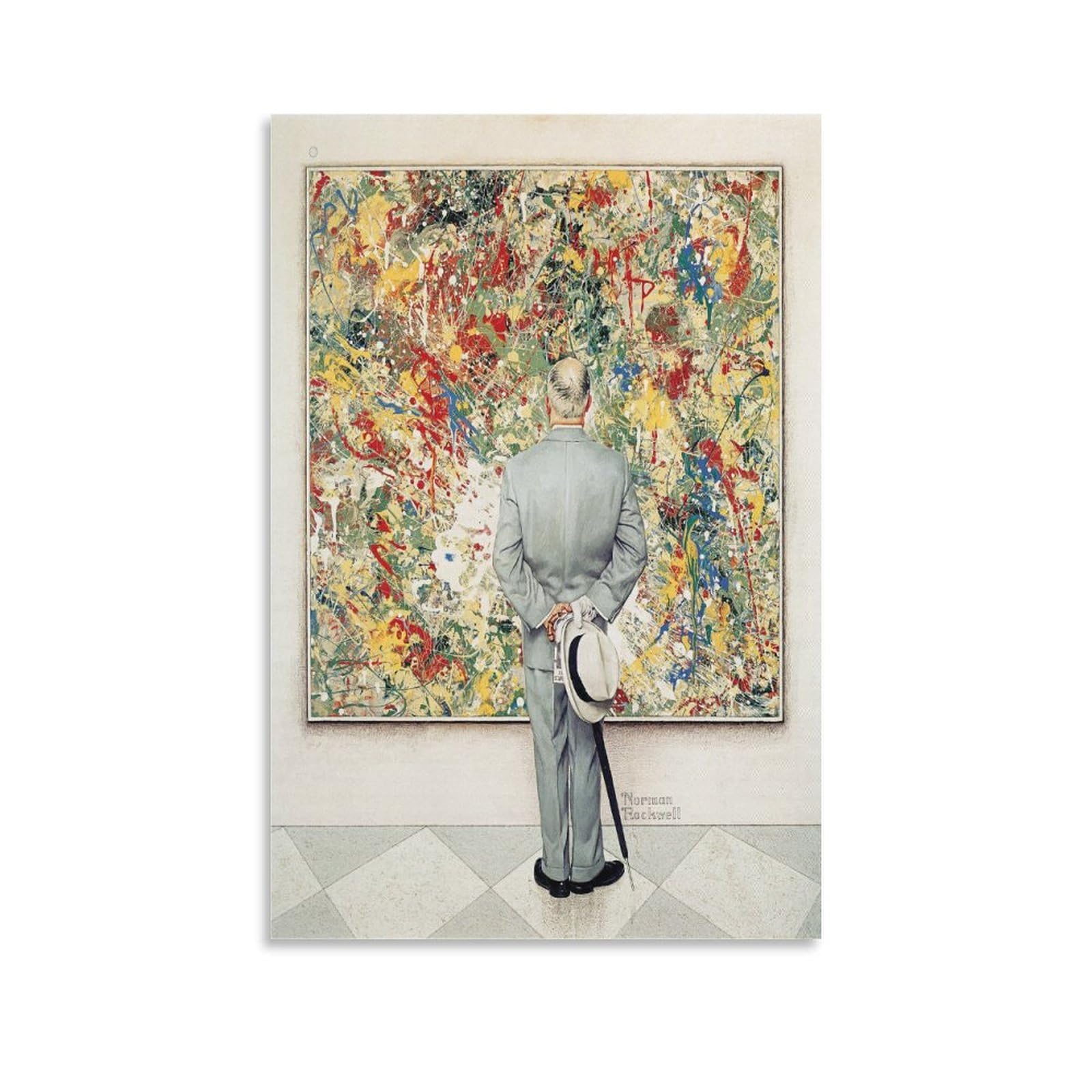 LZTEN The Connoisseur, 1962 by Norman Wall Art Rockwell Prints Posters Canvas Wall Art Oil Paintings Deco Unframed 24x36inch