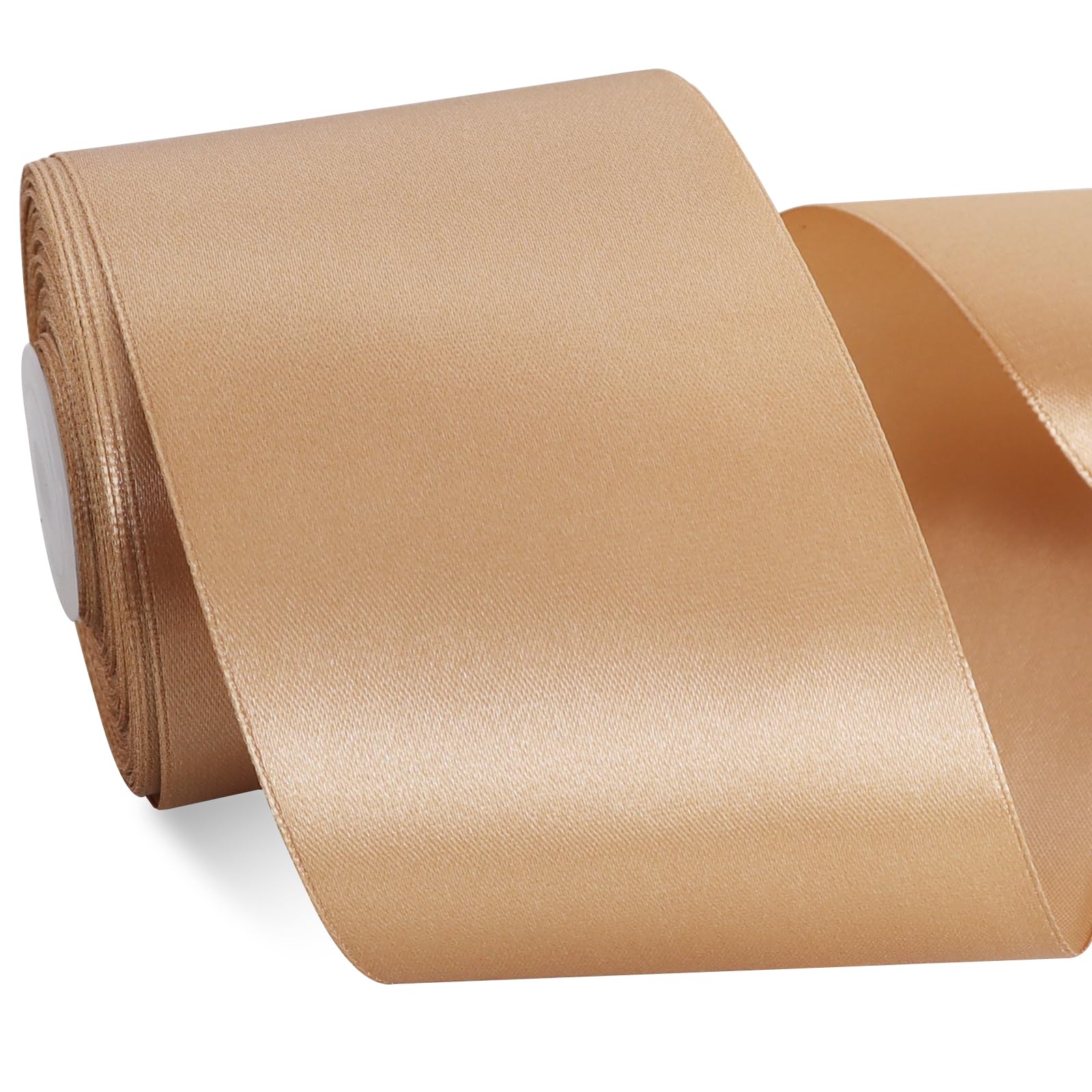 TONIFUL Champaign - Nastro di raso color oro, 7,6 cm x 22,4 m, in seta solida, per confezioni regalo, artigianato, bouquet floreali, per confezioni regalo di Natale, San Valentino, decorazioni per