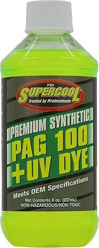 TSI Supercool P100-8D PAG 100-Viscosity Plus Aceite de tinte UV - 8 onzas, plateado