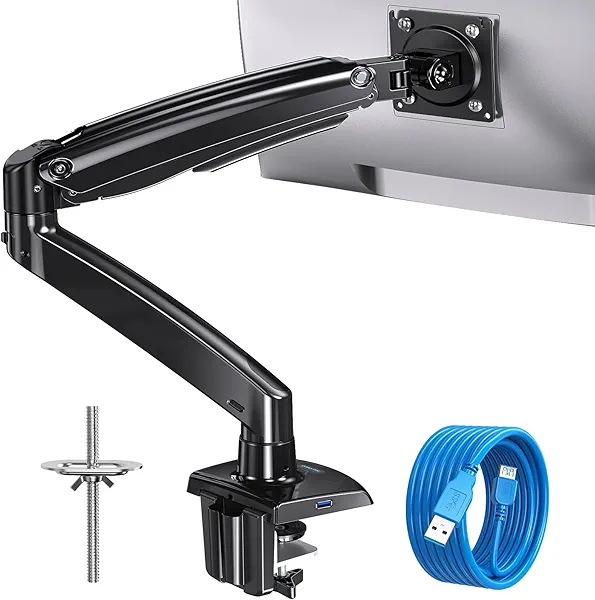 ​HUANUO Heavy Duty Monitor Arm for 40-Inch Ultrawide/Curved Screens, Full Motion Adjustable Monitor Mount with Aircraft-Grade Aluminum, Holds 26.4lbs, VESA 75x75/100x100mm​