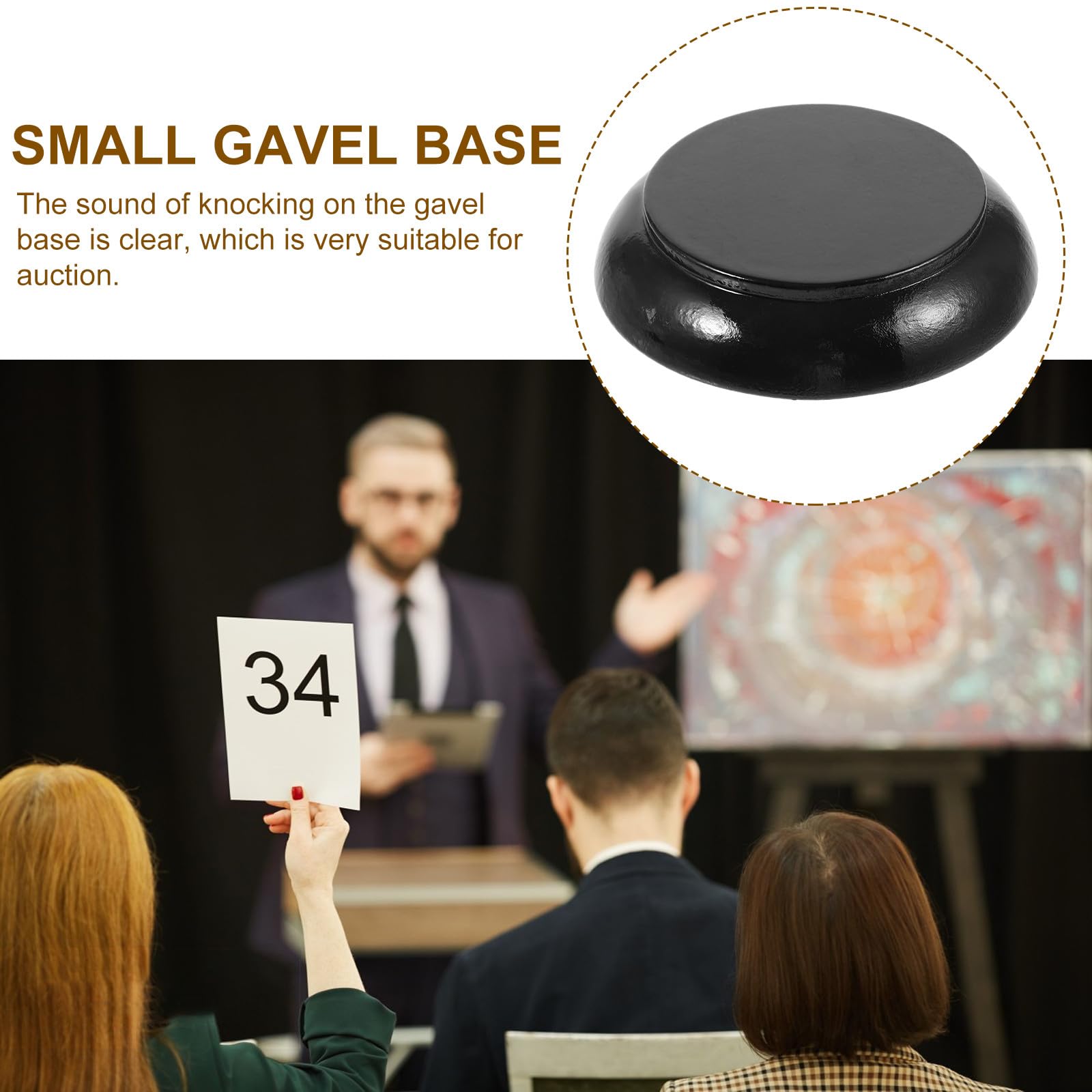 Operitacx Support de Marteau de Juge en Bois Socle Rond Robuste, Base Antibruit pour Maillet de Tribunal, Accessoire de Bureau pour Commissaire-Priseur et Juge, pour Salles D’Audience et