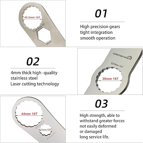Miniatura 3 de groword Llave de soporte inferior multifunción, adecuada para llave BB en 39 40.5 1.732 in de diámetro exterior, 16 muesca
