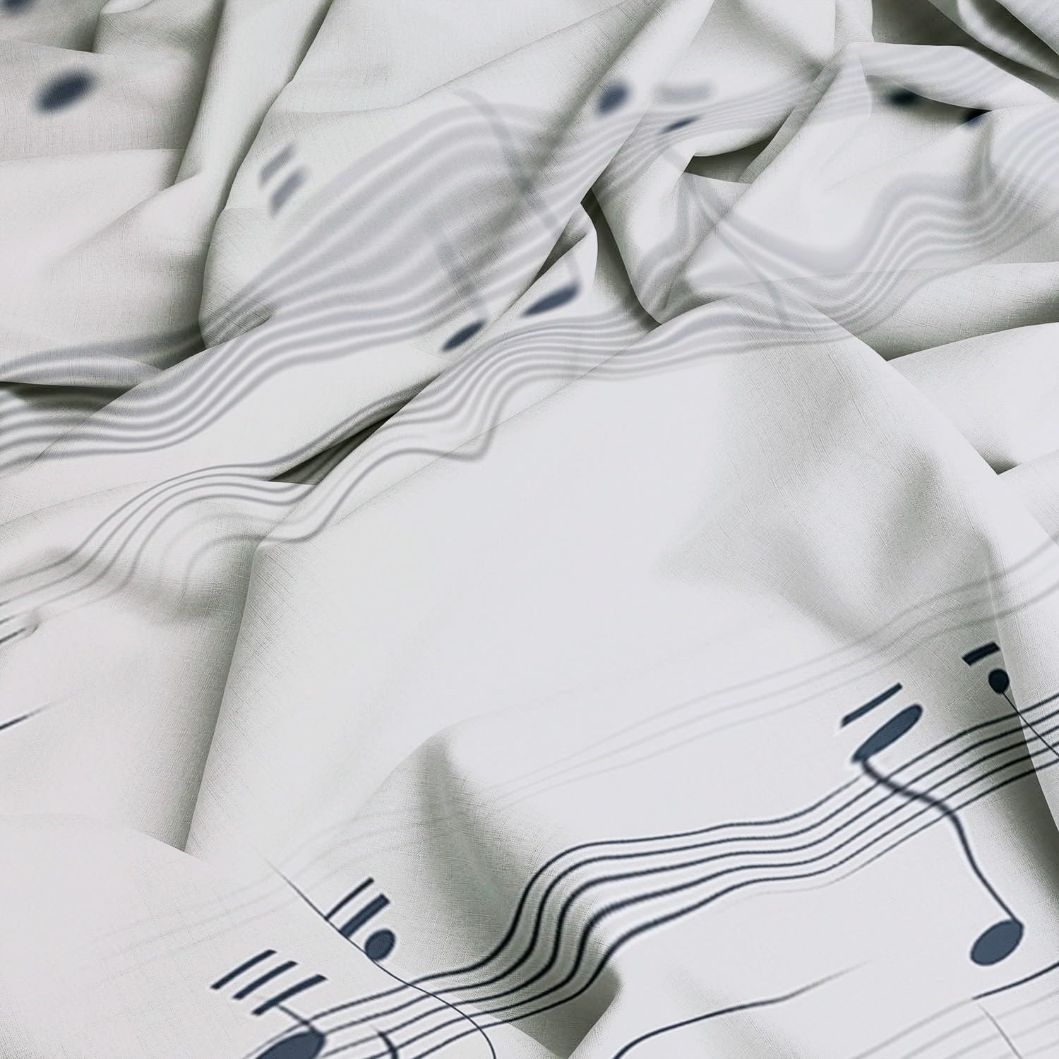 Verdunkelungsvorhänge Musiknoten für Schlafzimmer Ösen Vorhang Weiß für Schlafzimmer Ösen Vorhang B H183 x B117 cm (2er Pack)