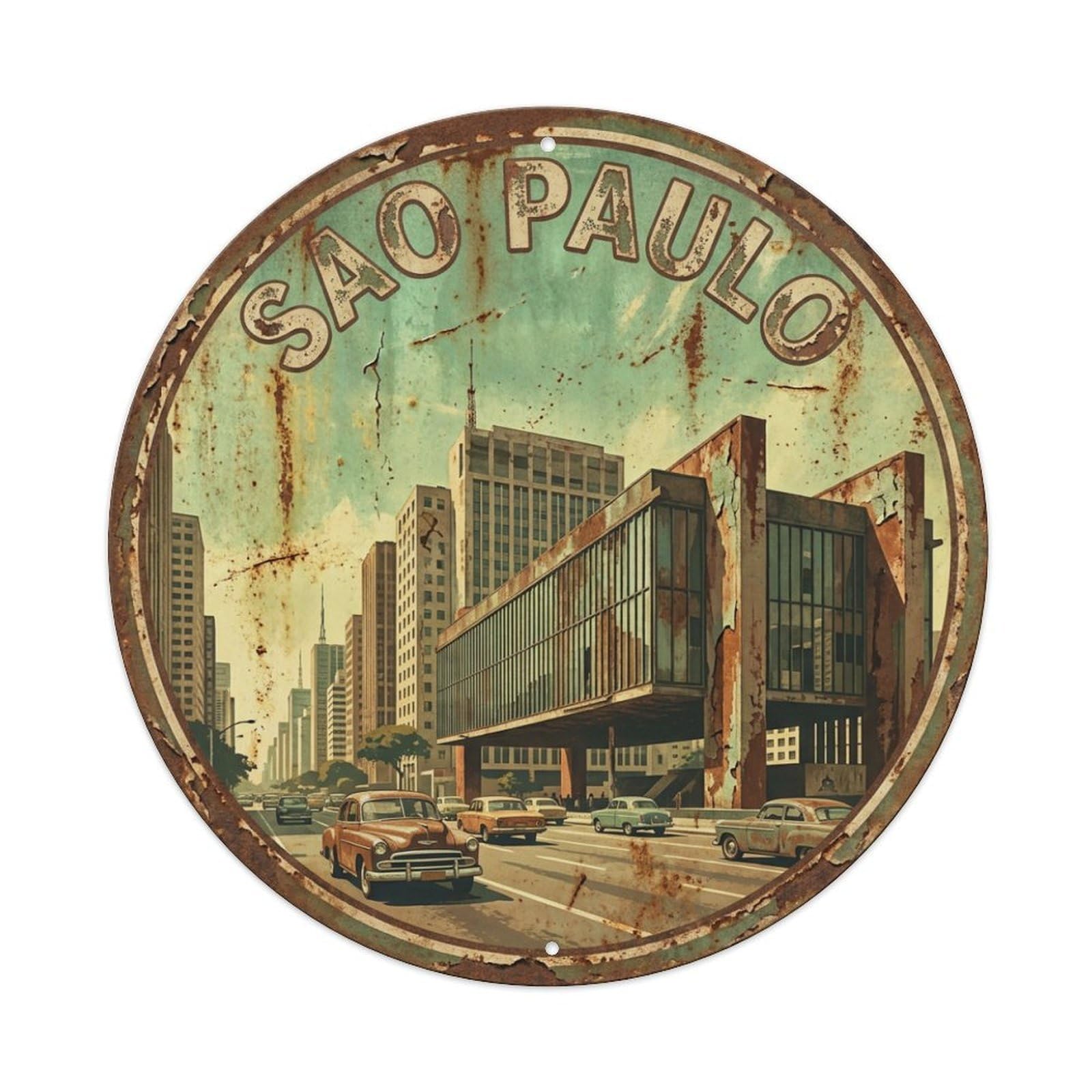 Retro Travel Brazil Sao Paulo Metal Tin Sign