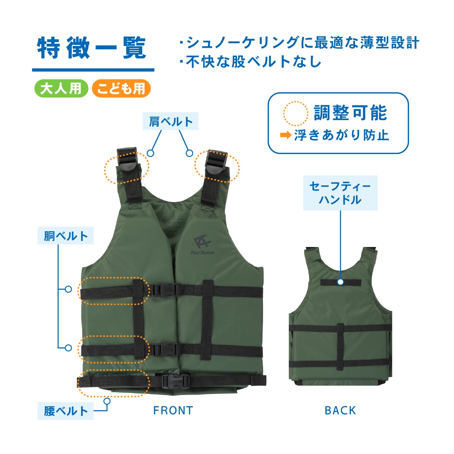 7月末まで！　スノーケリングベスト　2着セット REEF TOURER 2025 新色登場 スノーケリングベスト RA0402