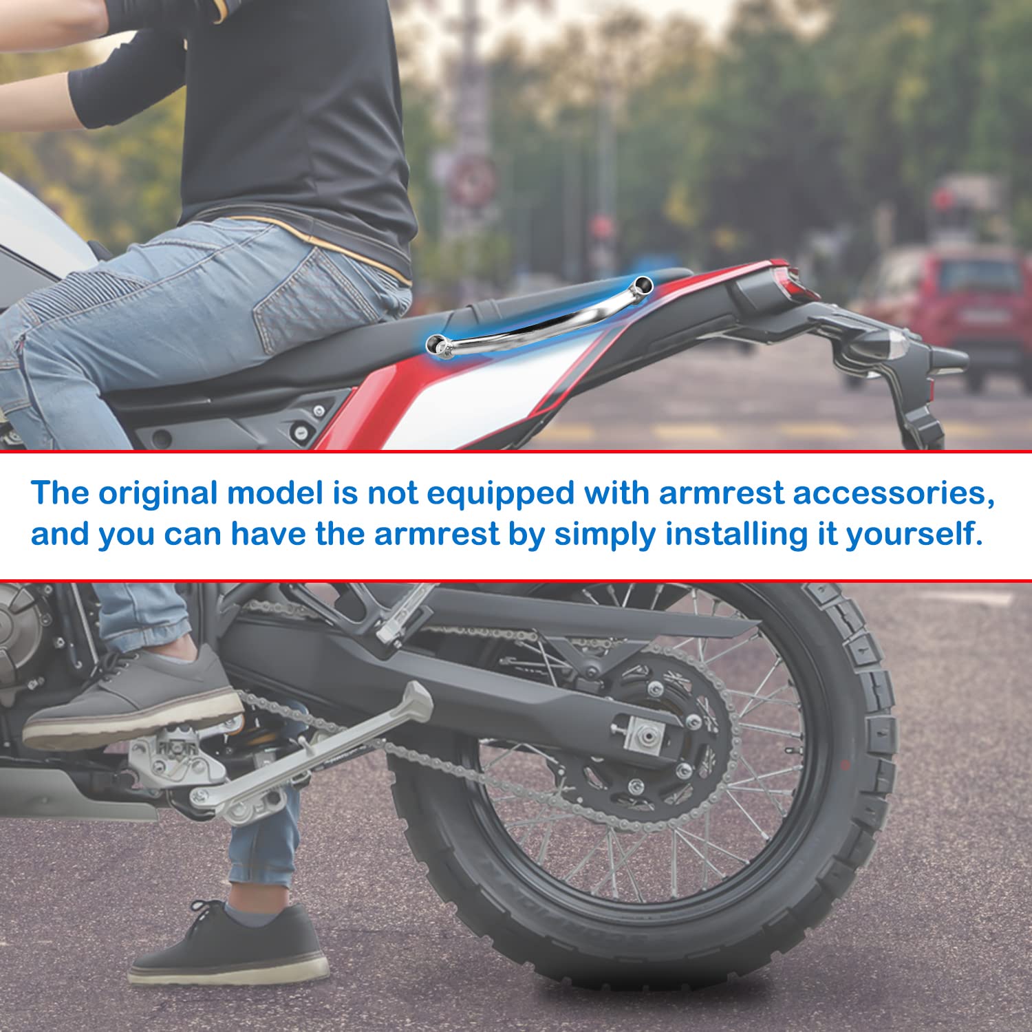 Motorrad Stahl Beifahrergriffe für TENERE 700 XTZ700 XTZ 700 2019 2020 2021 2022 2023 2024, Hintersitz Haltegriff Seitenhandlauf Hinten Sitz Griff Griffstange Kit, Chrom
