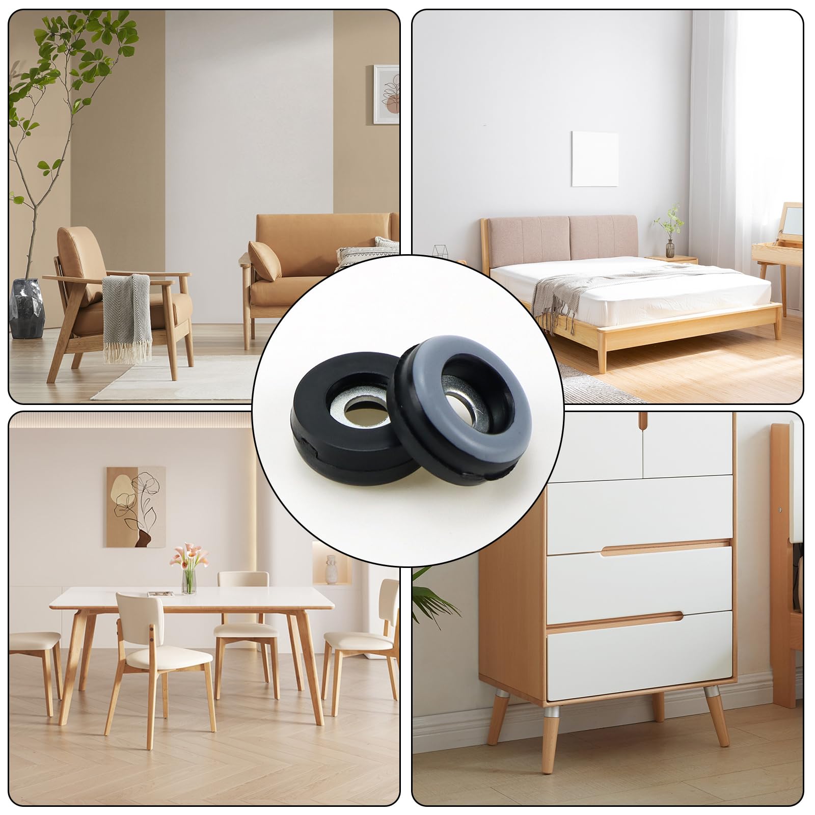 48 Pattini Scivolo Mobili - Quadrati E Rotondi In Teflon 20x20 Mm - Protezione Pavimenti - Foto 4