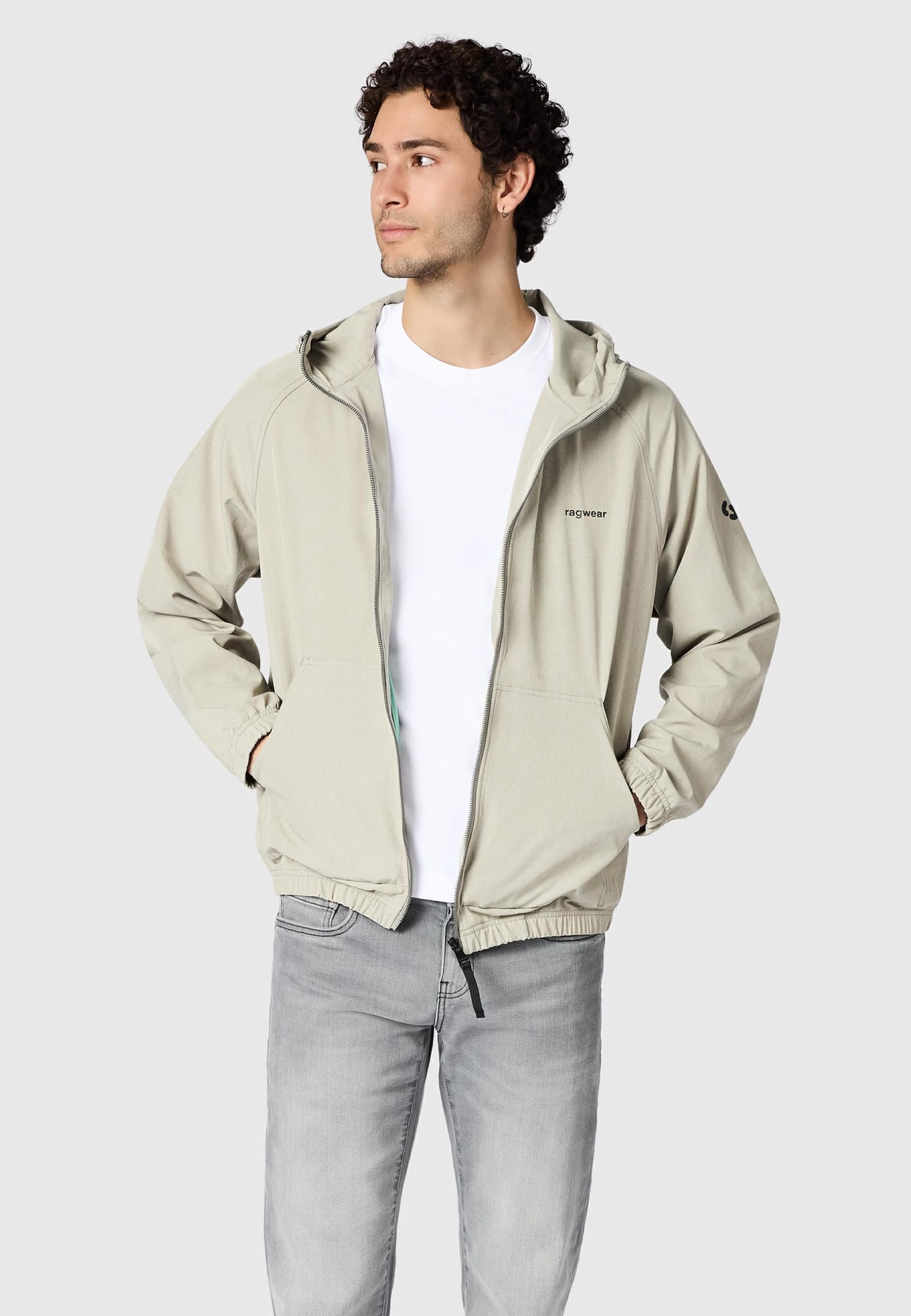 Ragwear Męska lekka kurtka przejściowa krótka kurtka z regulowanym kapturem Roog A Dusty Olive rozm. M