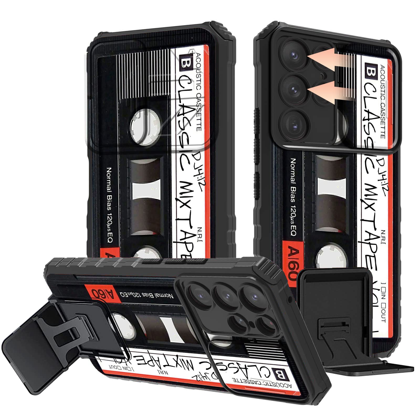 Rossy for Samsung Galaxy S23 Ultra Case, Galaxy S23 Ultra 2023 Phone Case with Slide Camera Cover Kickstand Dual Layer Hybrid Shockproof Protective