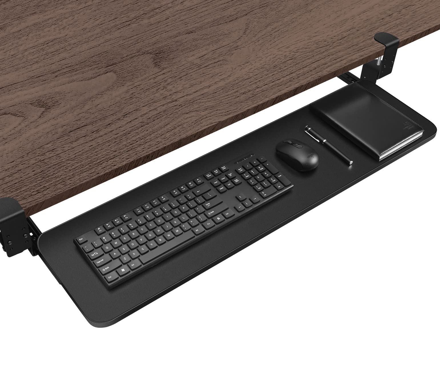 Kanrichu 35.4'' Extra Large Keyboard Tray, No Screw Long Adjustable Height Under Desk Pull Out Keyboard Drawer with C Clamp (Black)
