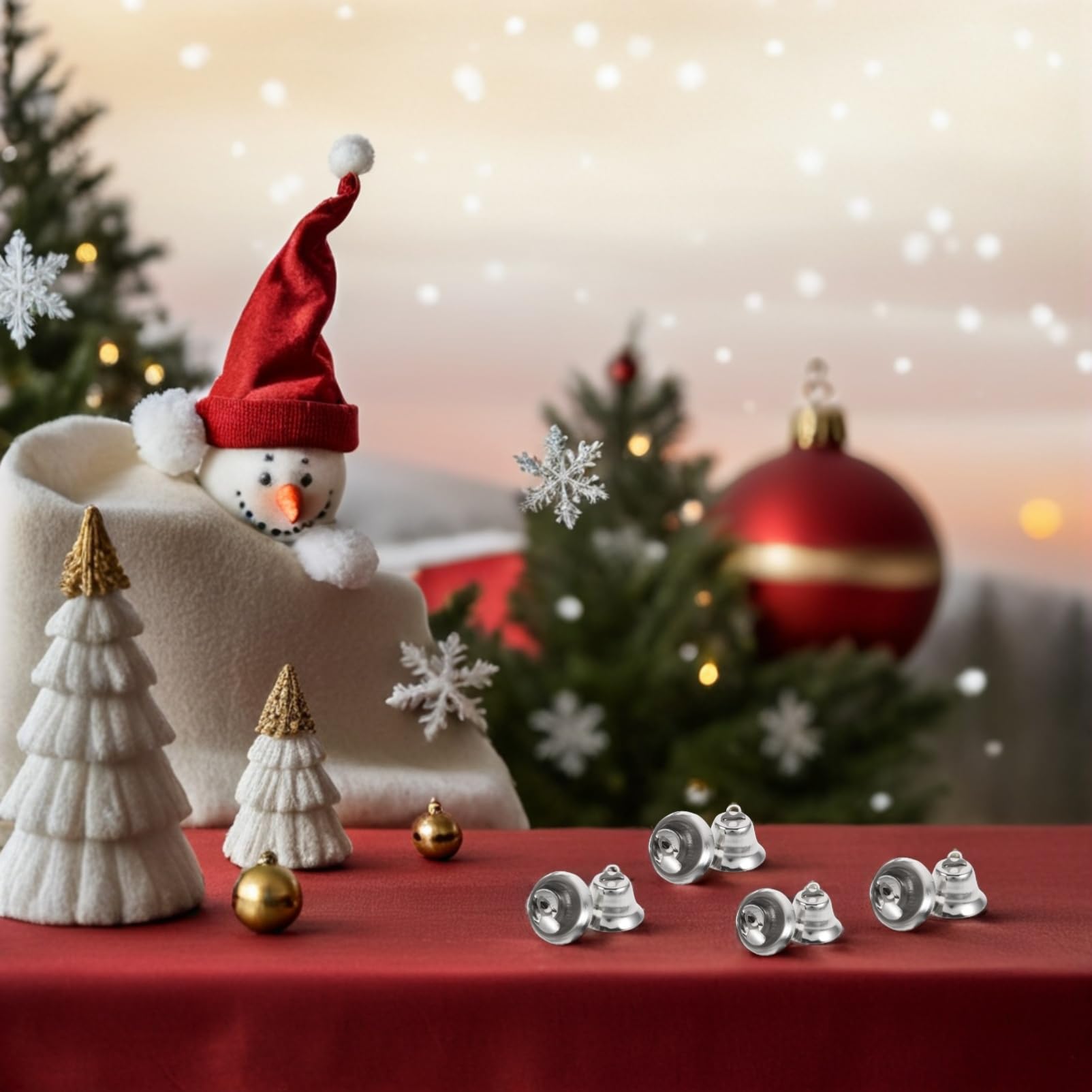 20 Clochettes de Noël en Métal Argenté 2,1 Cm pour Décoration de Sapin, 20 Pièces pour Bricolage Fête Suspendre Murale