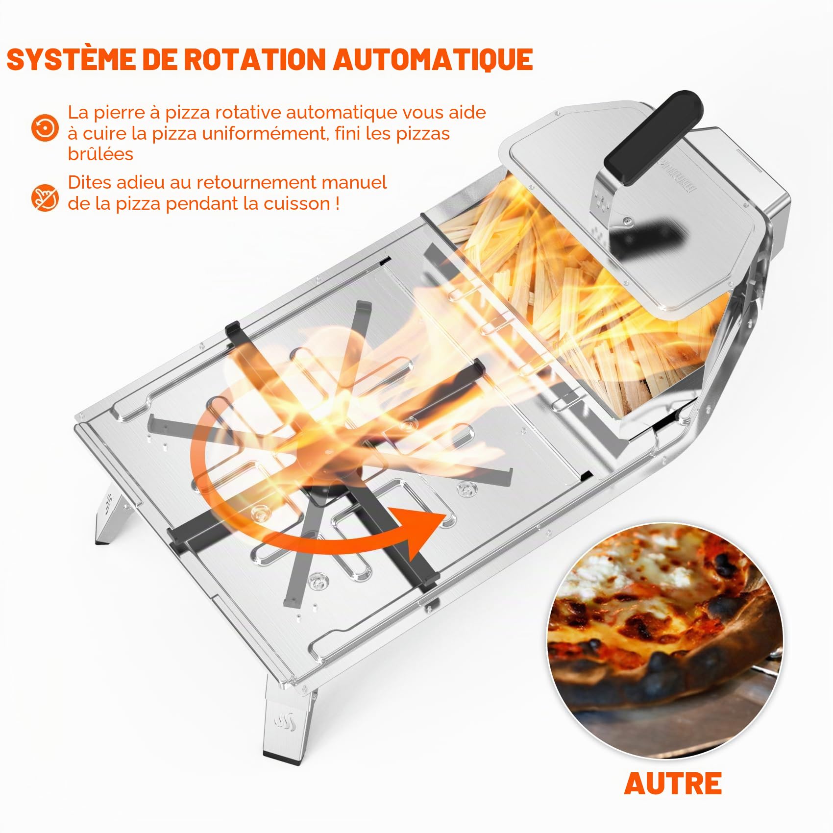 Mimiuo Four à Pizza Extérieur au Bois et Charbon de Bois avec Pierre à Pizza 33 cm