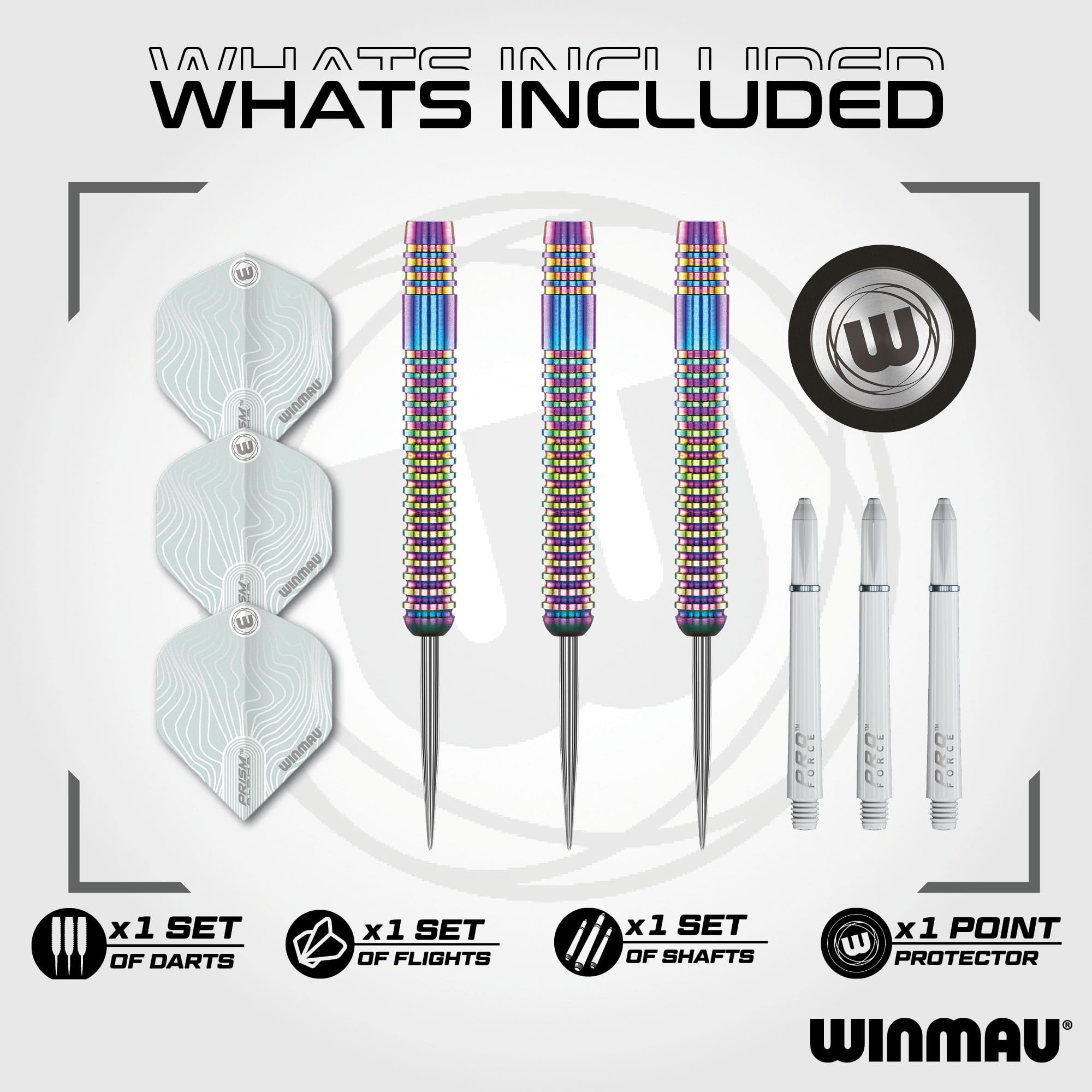 WINMAU Solaris Pro Specialist Jeu de fléchettes avec ailettes et tiges en Acier tungstène