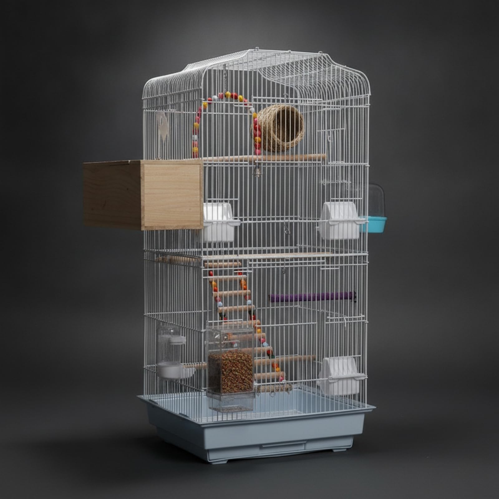 Metallkäfig mit Kotschublade engmaschig Zimmvolie mit Bodenschale ausziehbar Vogelkäfig Kotschublade für Vogelbesitz, Wohnzimm, Array, Schwarz, Standardversion