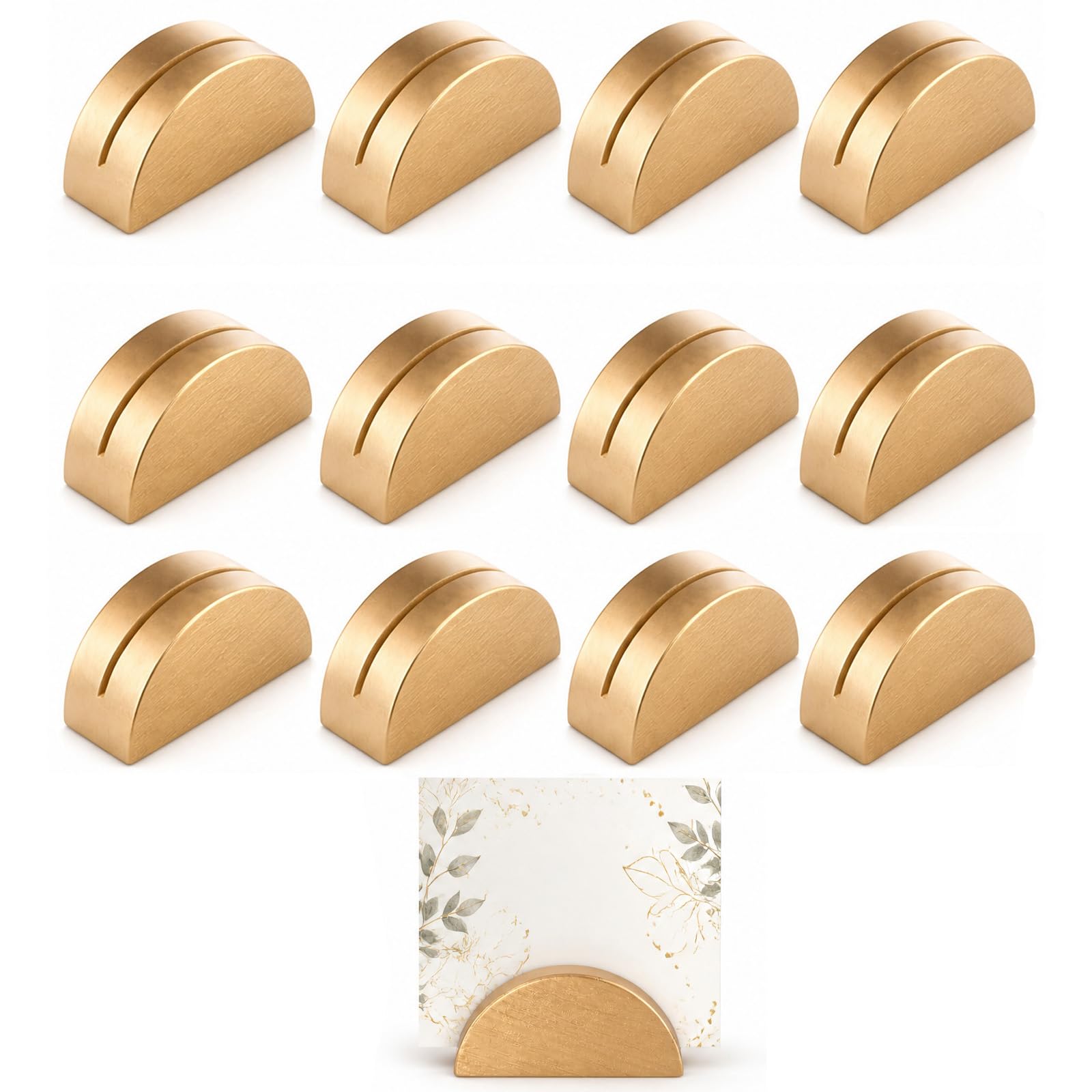 Tgsedr 12PCS Gold Table Number Holders Semi Circle Stands for Wedding Party