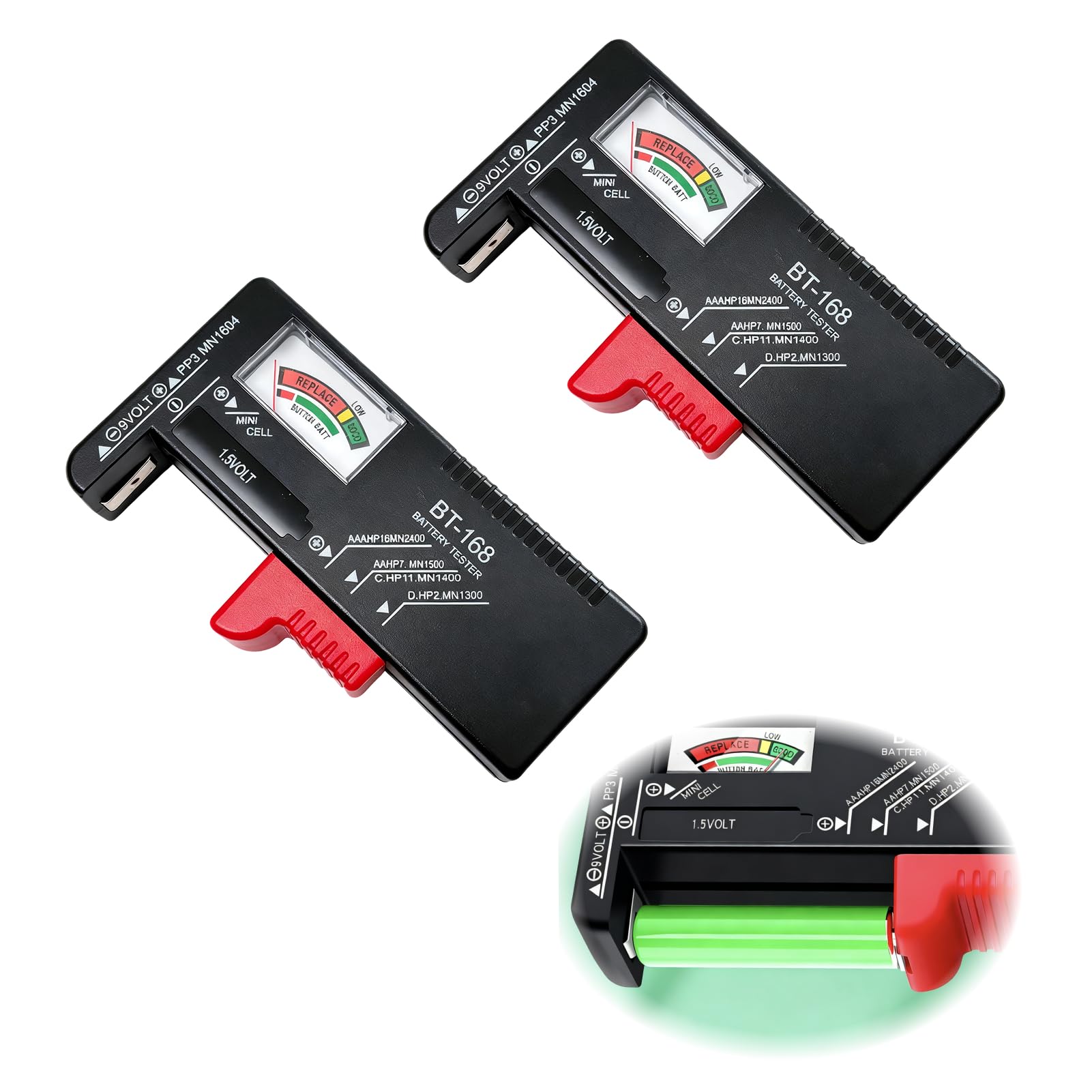 Testeur de Piles Universel pour AAA AA C D 9V et Piles à Bouton, Contrôleur de Tension de Batterie