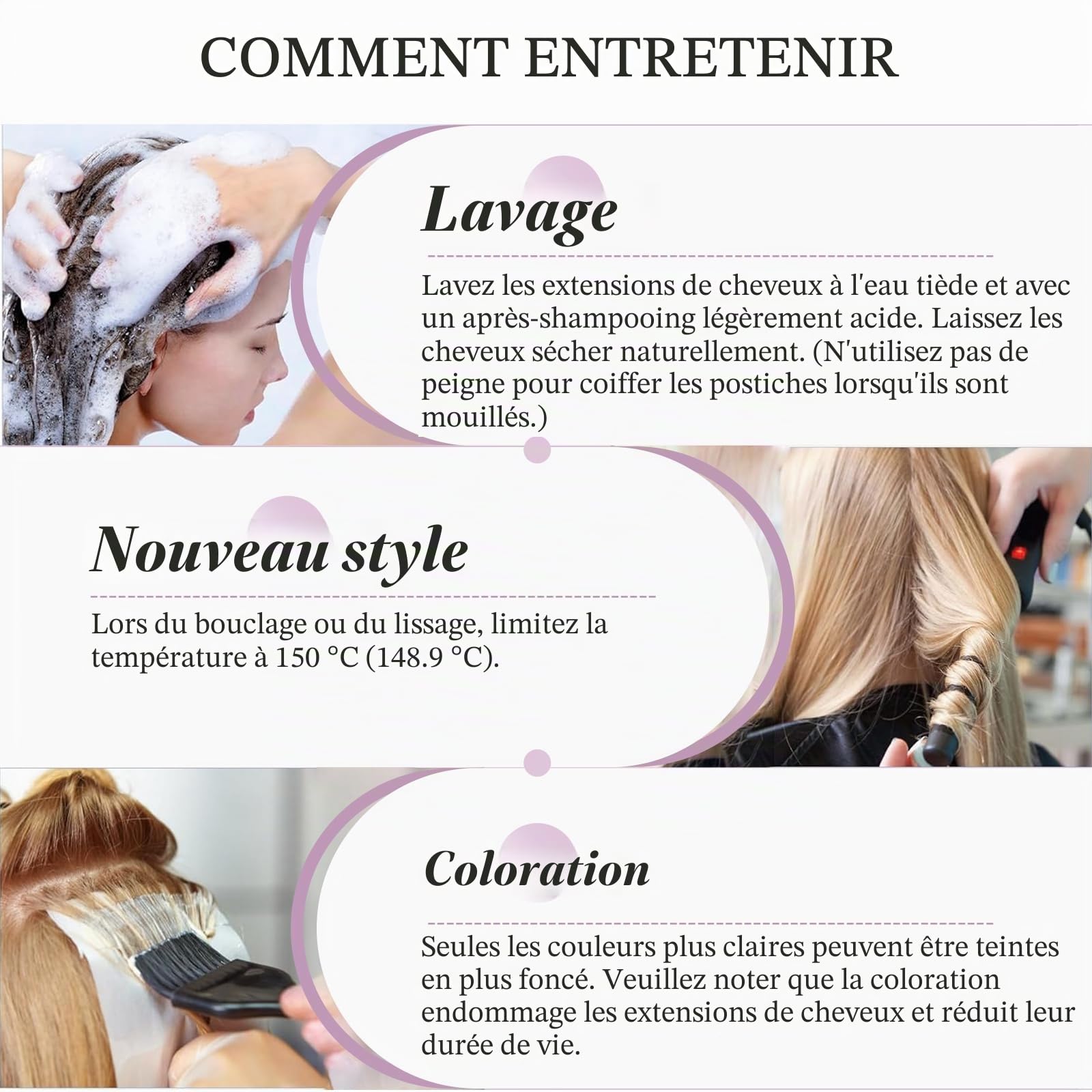 Extensions de cheveux naturels pour femmes avec frange Mèche capillaire en cheveux humins cousue à la main pour cheveux clairsemés (Châtain Moyen)