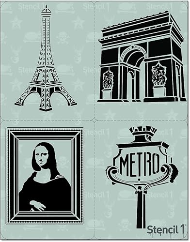 Stencil1 Paris - Juego de 4 plantillas reutilizables de calidad atractiva y duradera para pintar, crea manualidades y decoración, decoración en