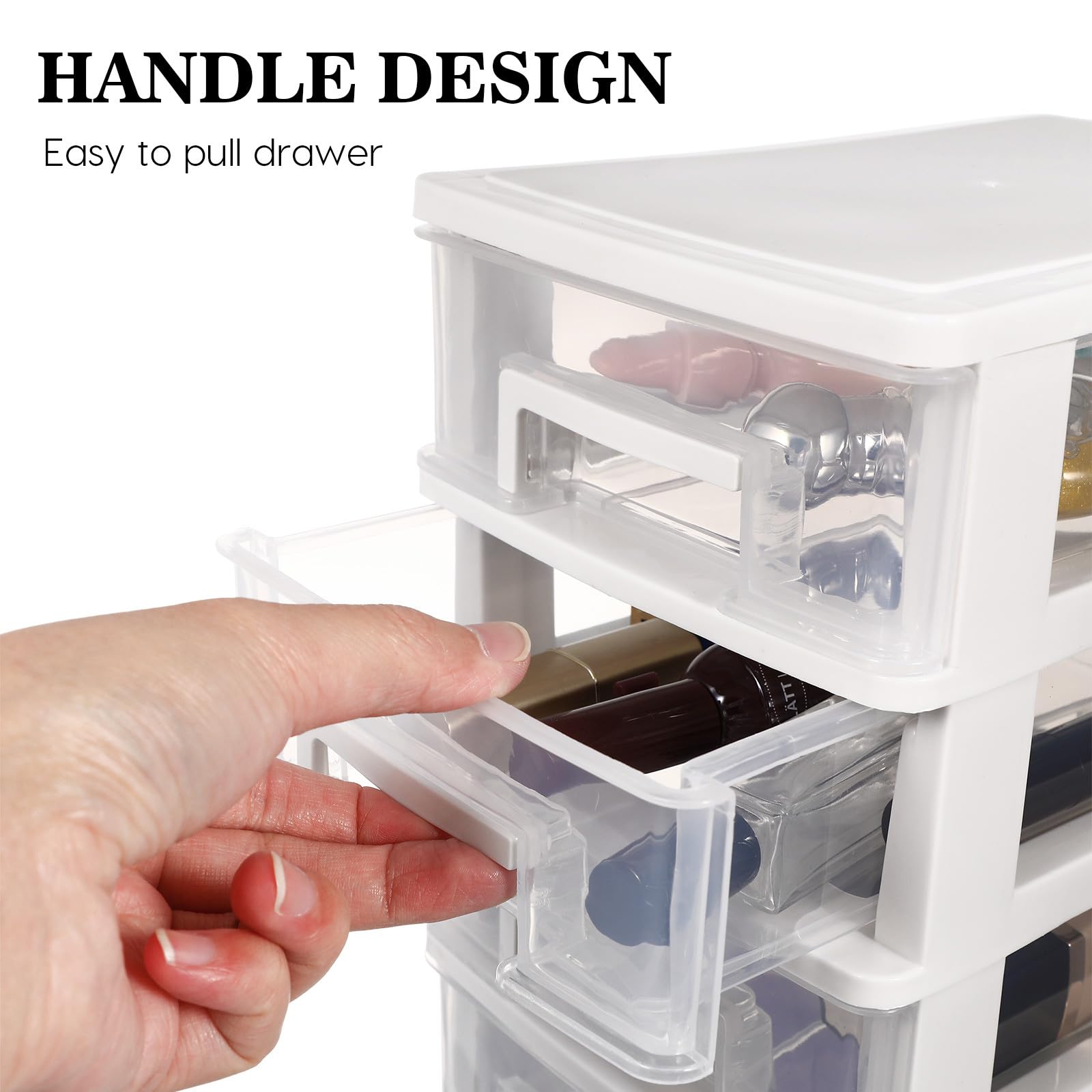 Cassettiera in plastica trasparente a 5 ripiani, multifunzionale, per forniture per ufficio e articoli per la scuola, ideale per scrivania e artigianato