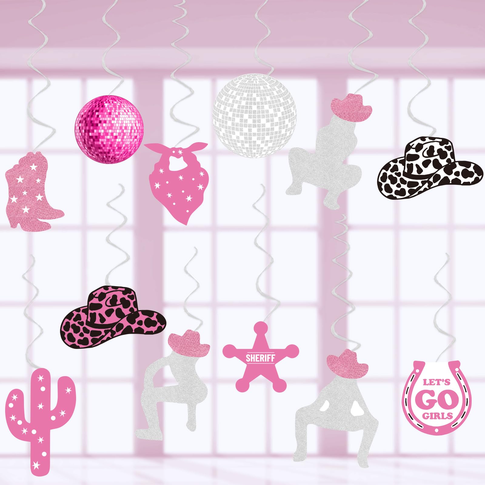 Disco Cowgirl Party Decorations Western Cowgirl Party Decoration Girls Party Decor Supplies Hanging Swirls Party Streamers 24pcs Bachelorette Party