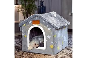 Mini Dog House Indoor Memory Sponge, Foldable Dog House Kennel Bed Mat with Cushion