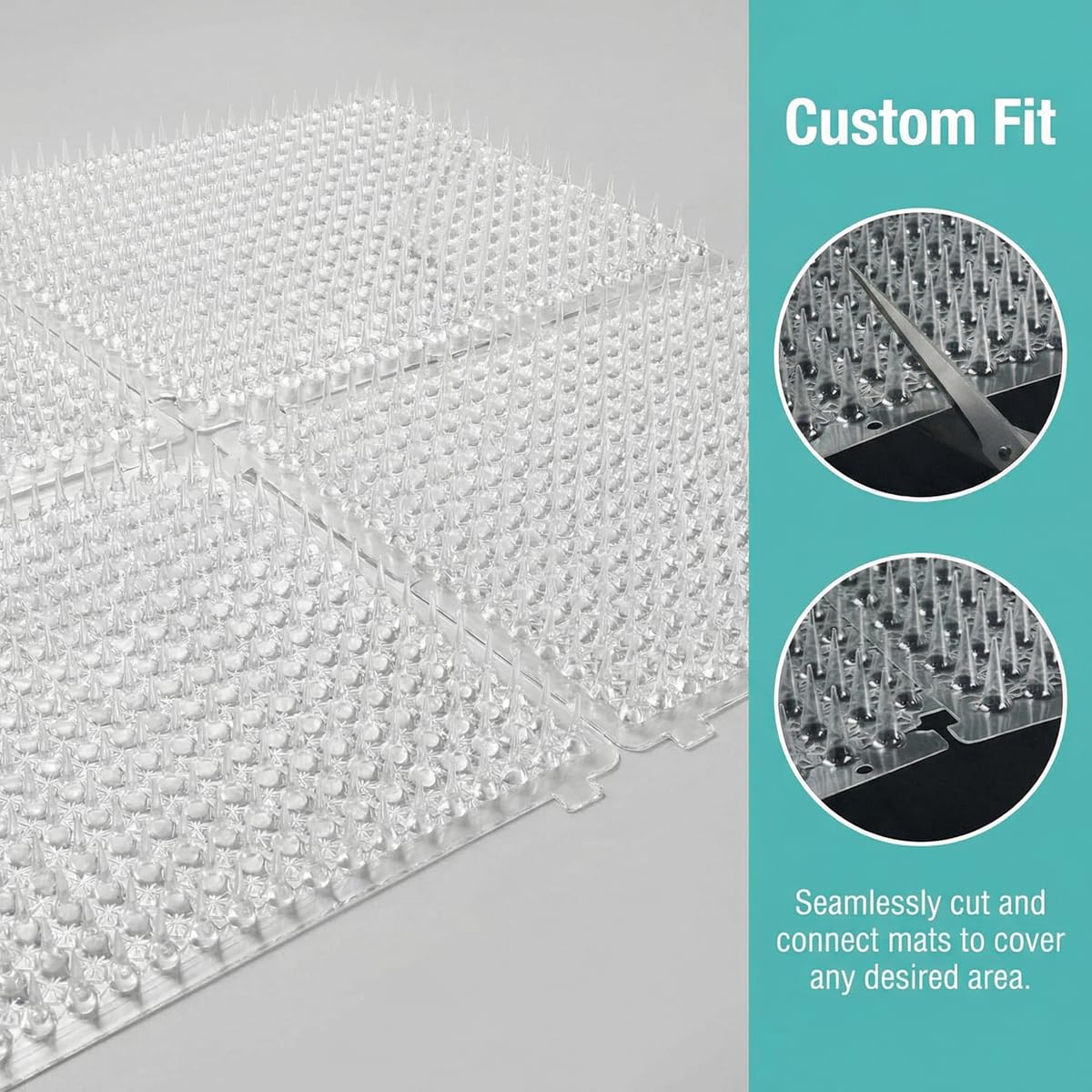 10PCS Pinchos Anti Gatos 32,5 x 40 cm, Alfombrilla Anti-Gatos con púas de Plástico, Pinchos para Gatos Transparente para Interiores y Exteriores con Adhesivo, para Jardín, Balcón y Césped
